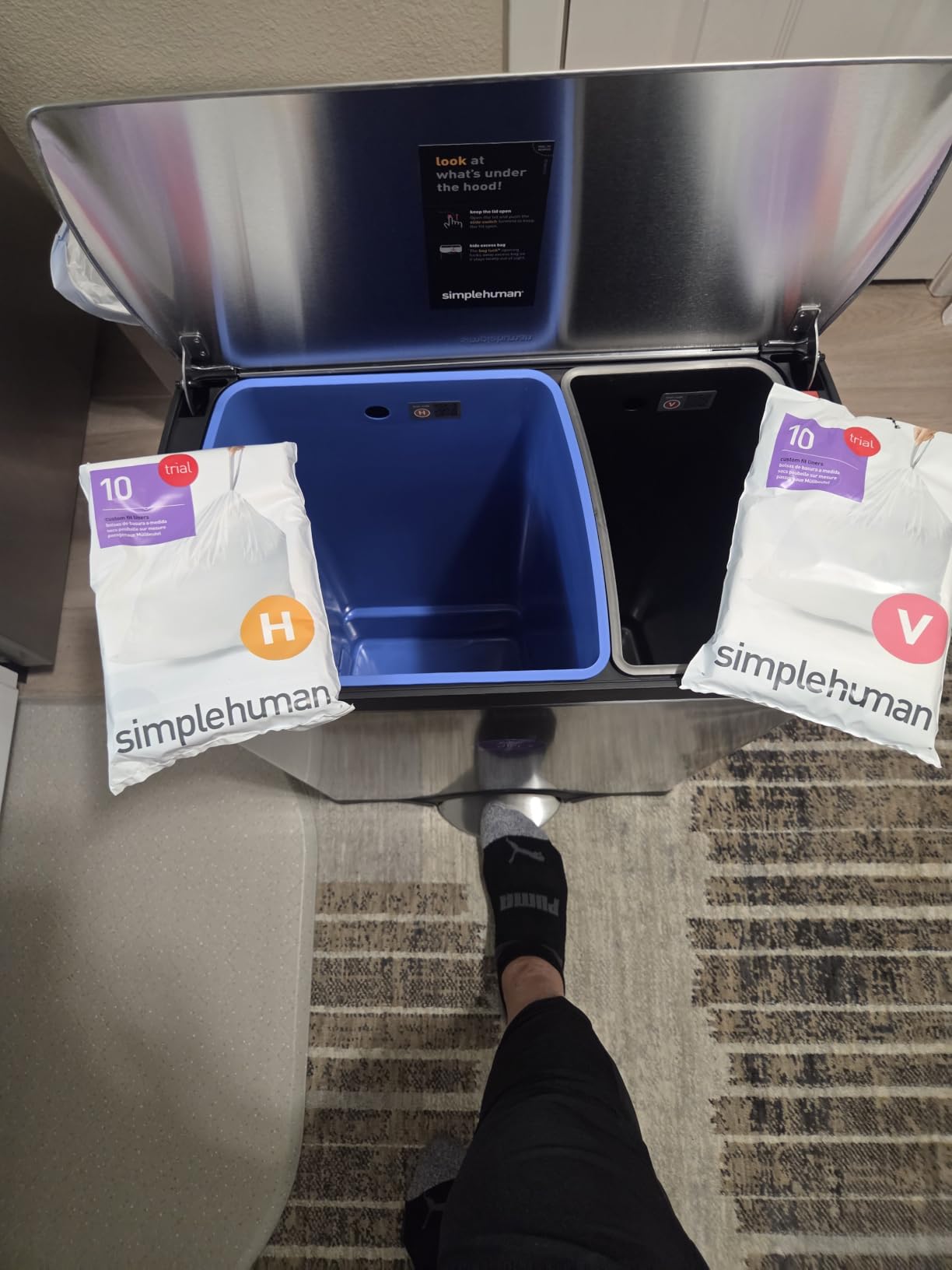 simplehuman 50 Liter / 13.0 Gallon Rectangular Kitchen Step Trash Can, Brushed Stainless Steel customer photo 1