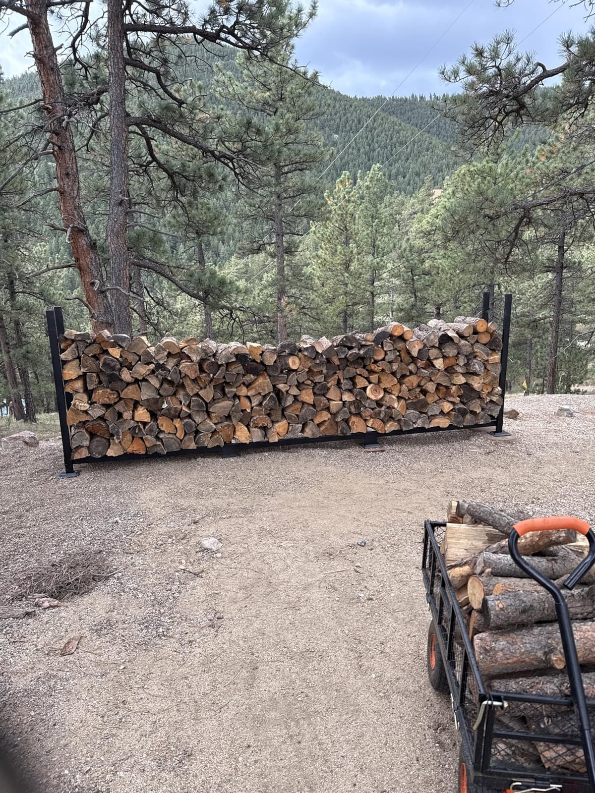 Woodhaven 8-Foot Raised Firewood Rack w/Cover, 1/2 Cord | Made in USA customer photo 1