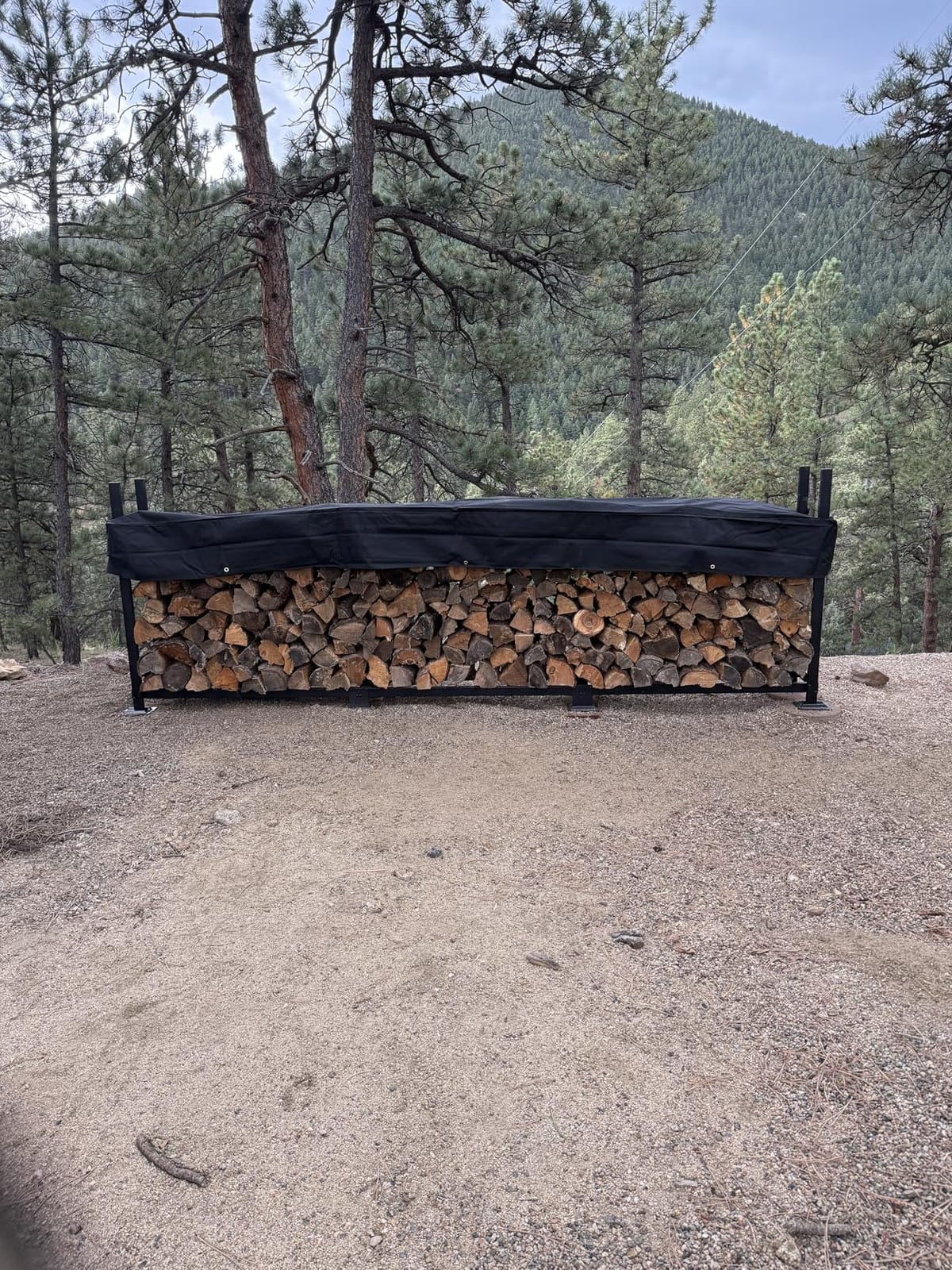 Woodhaven 8-Foot Raised Firewood Rack w/Cover, 1/2 Cord | Made in USA customer photo 2