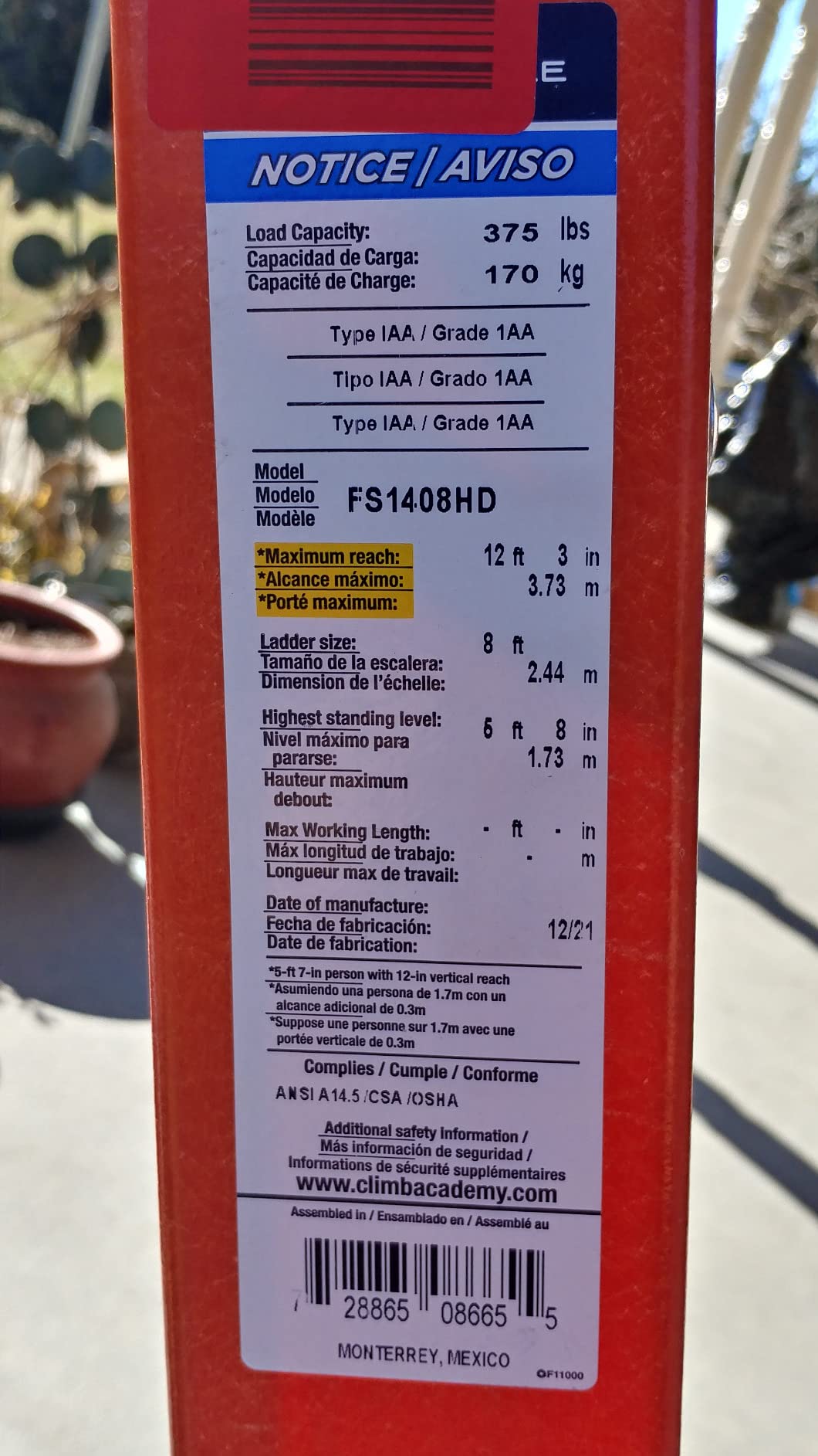 Louisville Ladder 6 ft Fiberglass Step Ladder, FS1406HD, Type IAA, 375 lbs customer photo 1