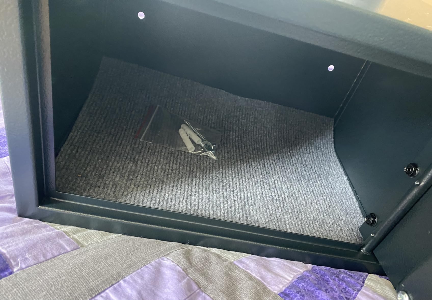 SentrySafe Shelf Safe with Digital Keypad Lock, Steel Safe with Interior Lining and Bolt Down Kit for Money, Jewelry, Documents, 0.98 Cubic Feet, 8.9 x 16.9 x 13.6 Inches, X105 customer photo 1