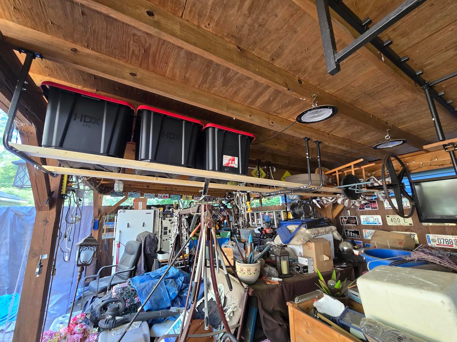 HyLoft 33 in. x 34 in. Adjustable Garage Ceiling Mount Storage Rack Kit, Garage Overhead Storage Bracket, 80842-10, White customer photo 1
