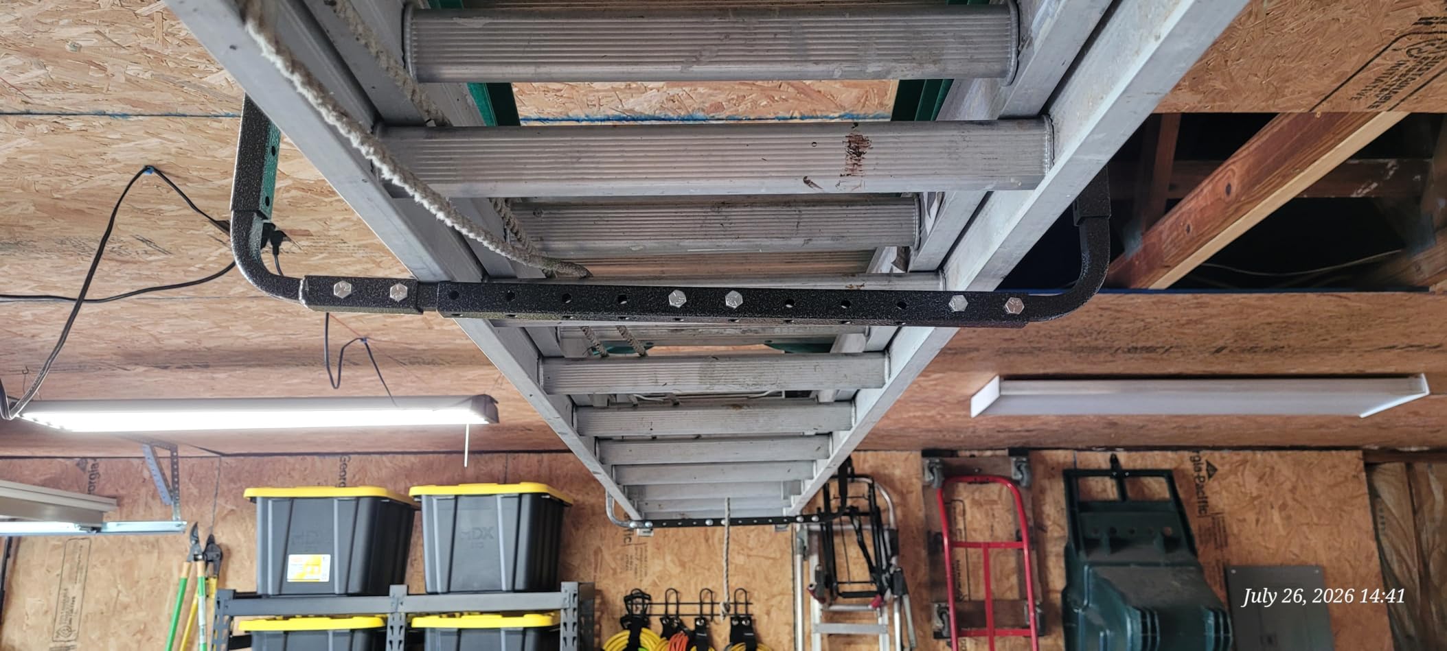 HyLoft 33 in. x 34 in. Adjustable Garage Ceiling Mount Storage Rack Kit, Garage Overhead Storage Bracket, 80842-10, White customer photo 2