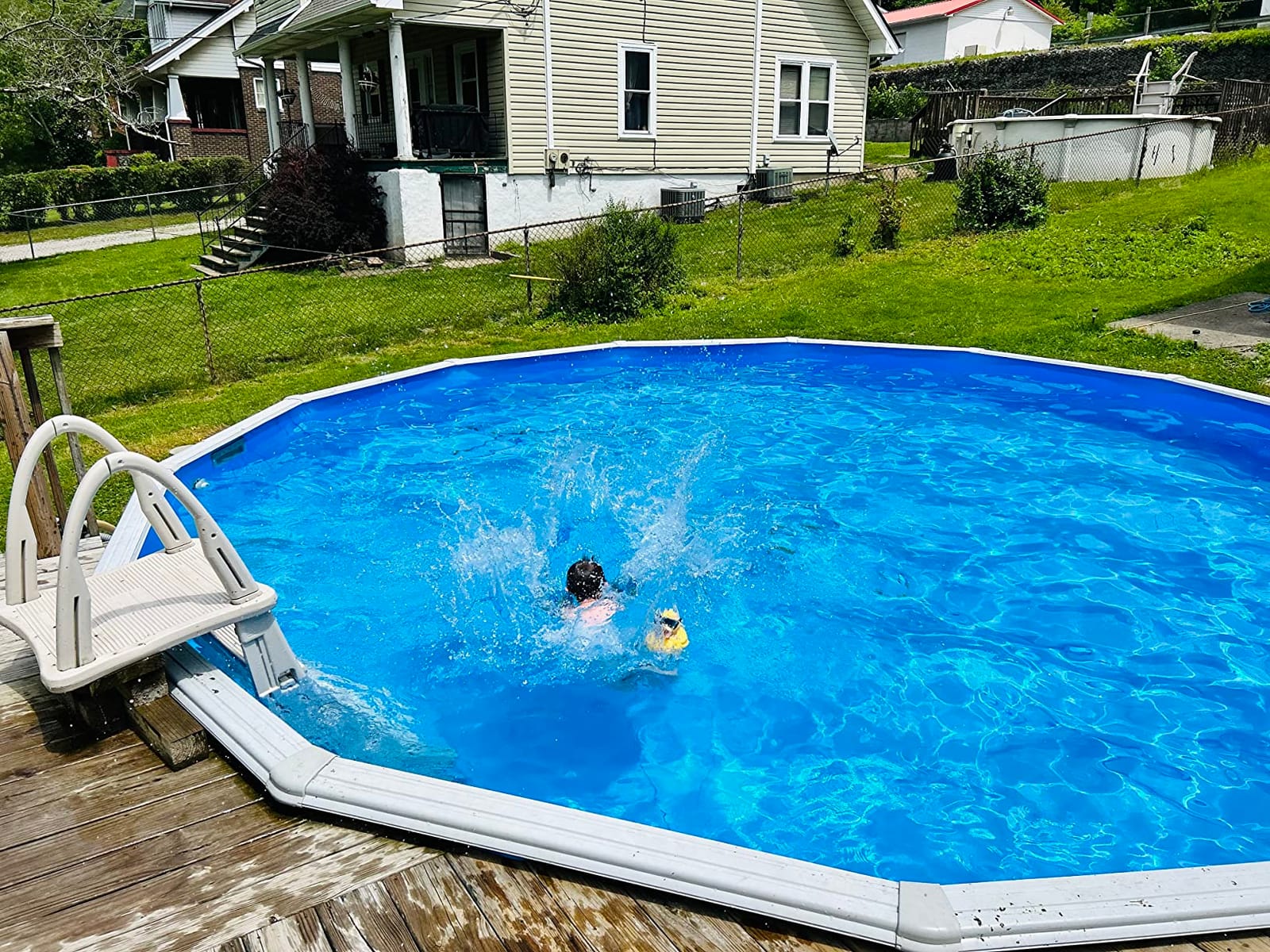 Swimline 24 Feet Solid Round Above Ground Swimming Pool Overlap, Standard Gauge Liner, Vinyl, Easy Installation, Blue customer photo 1