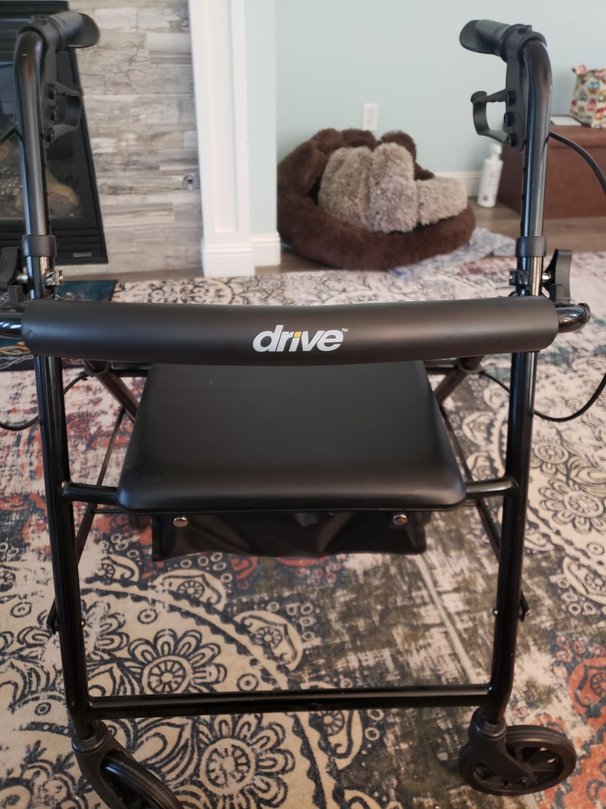 Drive Medical Aluminum Rollator Walker, Padded Seat, 6-Inch Wheels, Blue customer photo 2