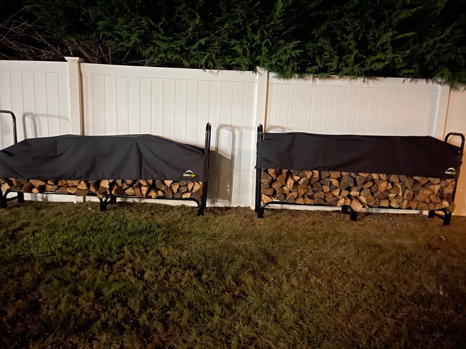 ShelterLogic 4' Adjustable Heavy Duty Outdoor Firewood Rack with Steel Frame Construction and Water-Resistant Cover customer photo 2