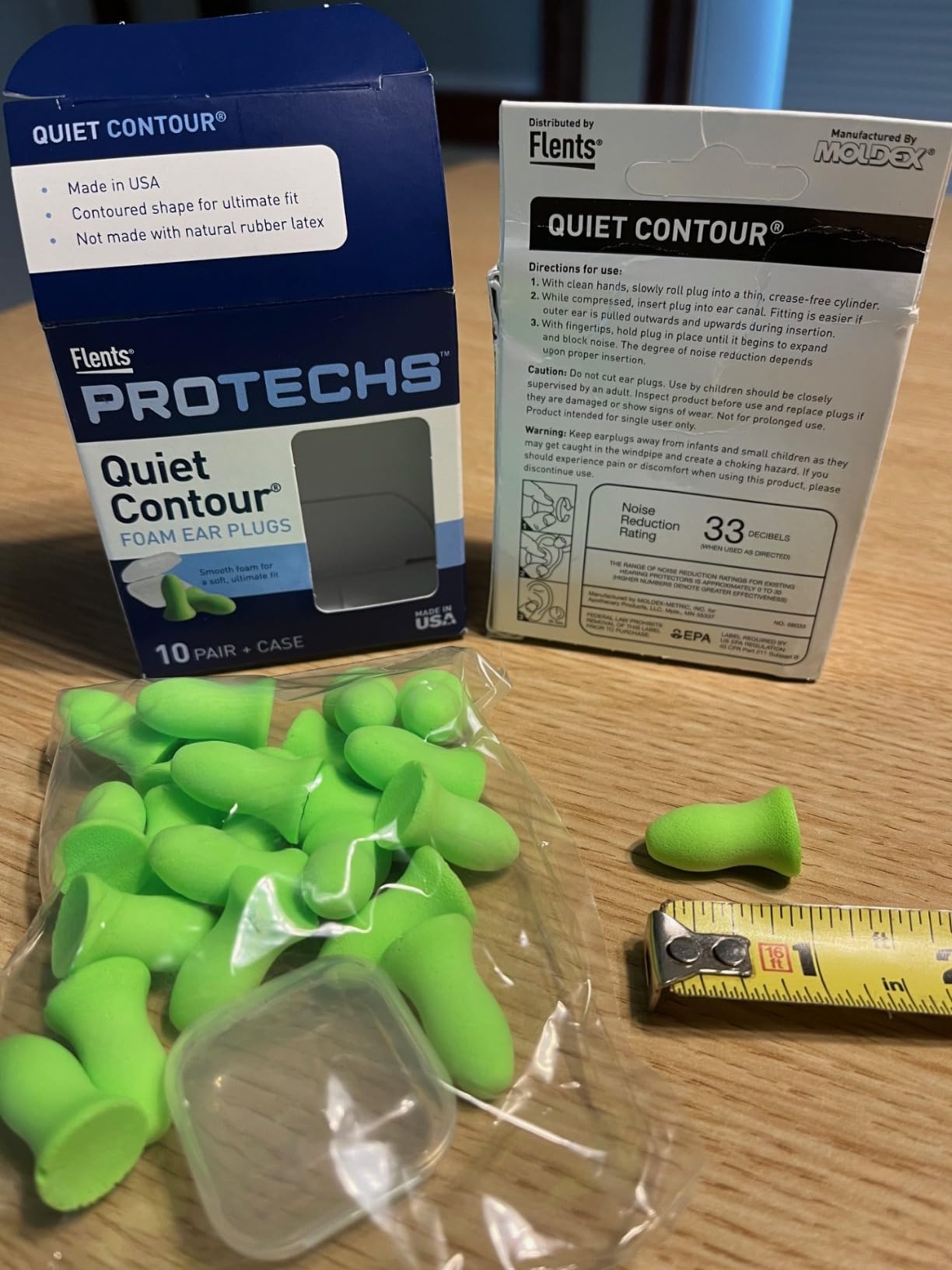 Flents Protechs Quiet Contour Foam Ear Plugs, NRR 33, 10 Pair, Green customer photo 2