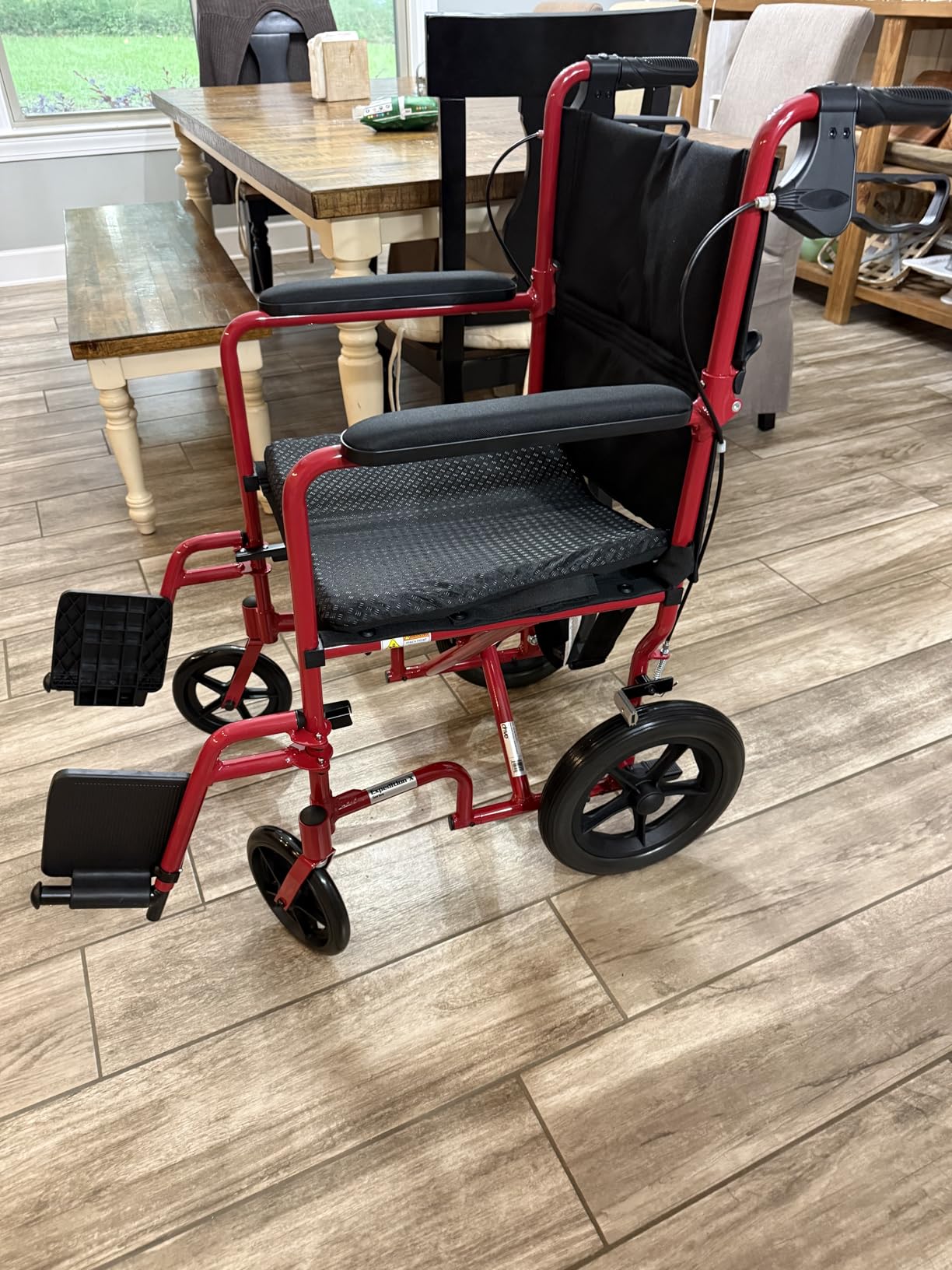 Lightweight Expedition Transport Wheelchair with Hand Brakes, Red customer photo 2