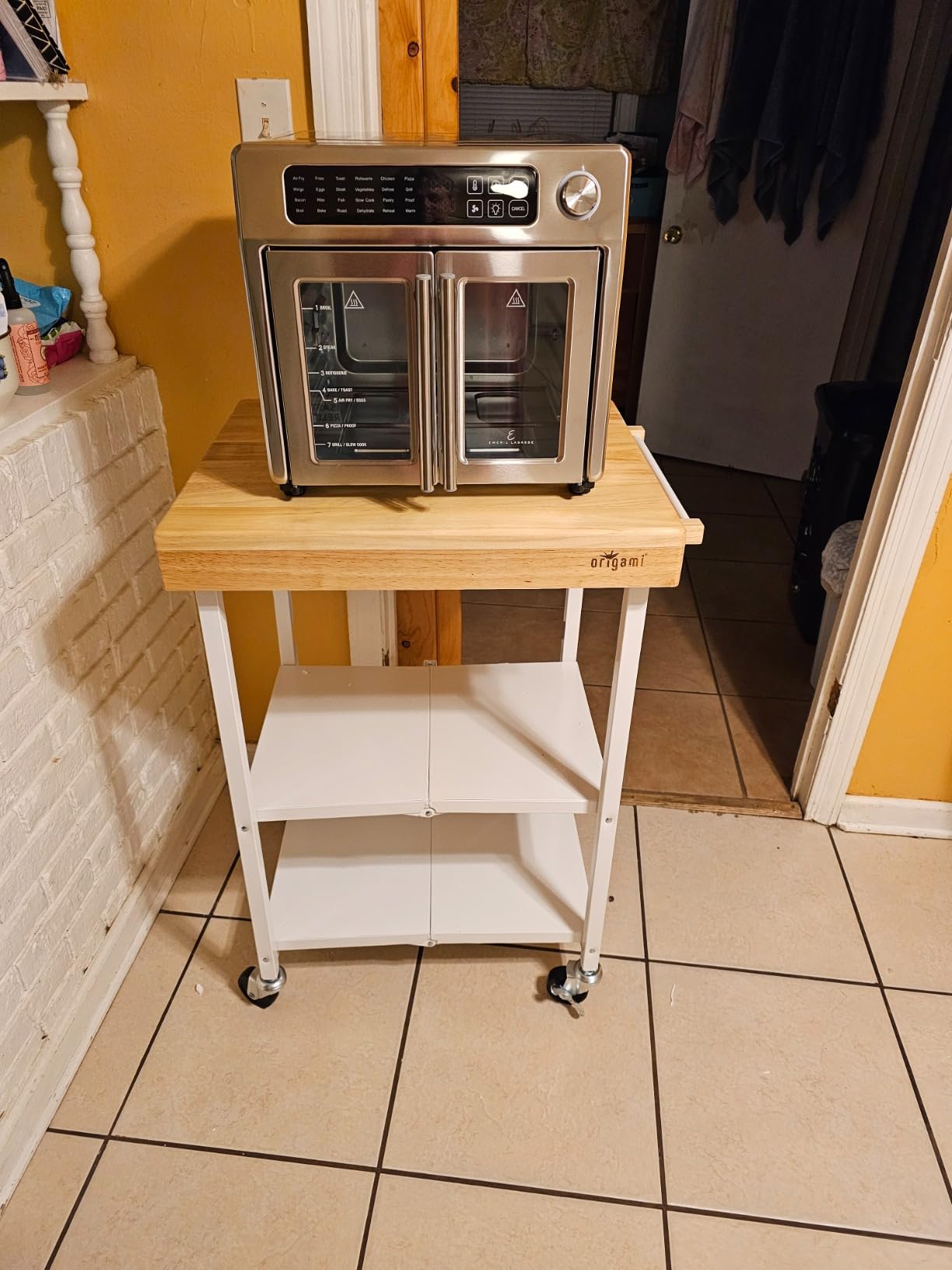 Origami RBT Series Steel-Frame Folding Kitchen Cart with Wheels, 3-Tier Shelves, Black - 200 lbs Capacity, Pre-Assembled Foldable Rolling Island, Portable for Indoor and Outdoor Use customer photo 2