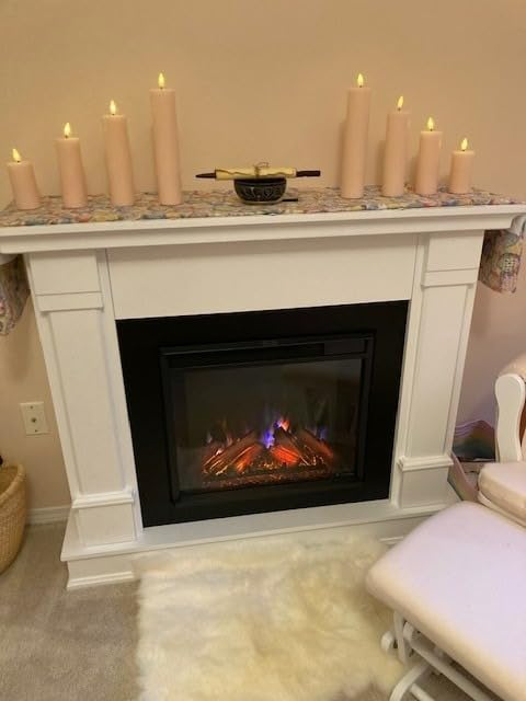 Real Flame Silverton 48” Electric Fireplace with Mantel for Living Room or Bedroom, Replaceable Fireplace Insert Heater, Realistic Log and Flame Effect, Remote Control, Timer, White customer photo 1