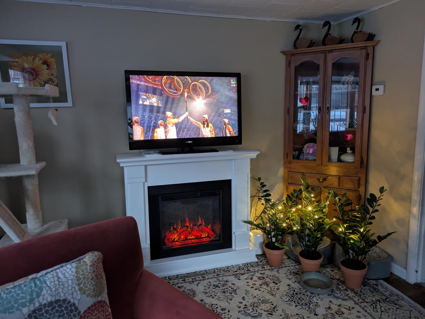 Real Flame Silverton 48” Electric Fireplace with Mantel for Living Room or Bedroom, Replaceable Fireplace Insert Heater, Realistic Log and Flame Effect, Remote Control, Timer, White customer photo 2
