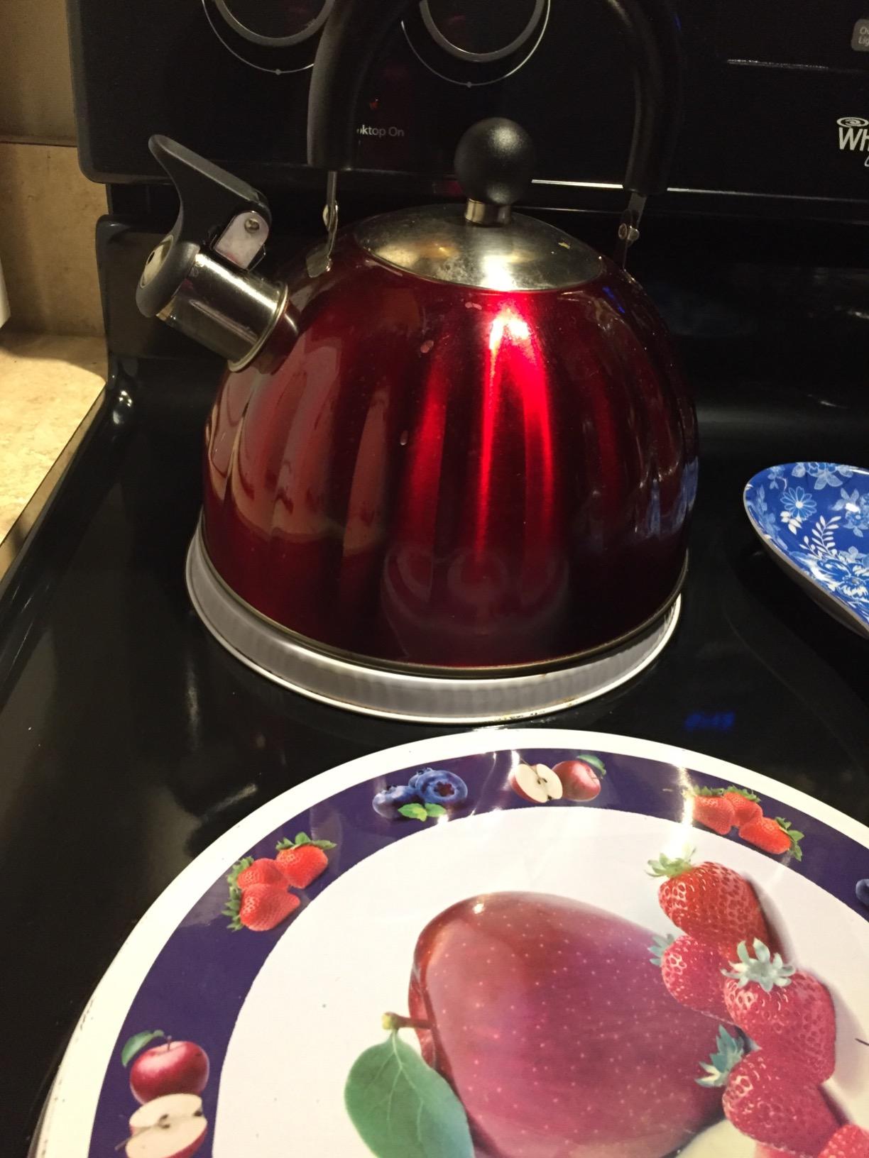 Mr. Coffee Twining 2.1 Quart Pumpkin Shaped Stainless Steel Whistling Tea Kettle, Metallic Red customer photo 2