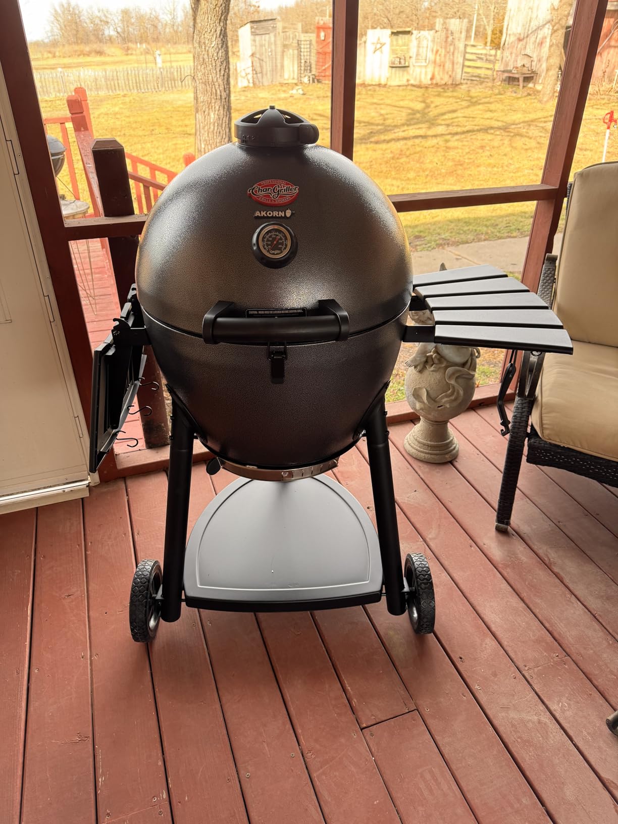 Char-Griller AKORN 20-Inch Kamado Charcoal Grill and Smoker, Triple-Wall Insulated Steel with Cast Iron Grates, Warming Rack and EasyDump Ash Pan, 445 Sq. In. Cooking Area, Graphite customer photo 1
