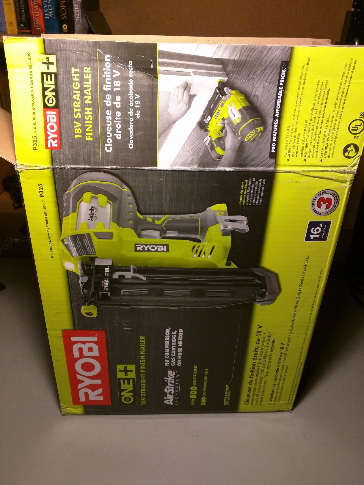 Ryobi P325 One+ 18V Lithium Ion Battery Powered Cordless 16 Gauge Finish Nailer (Battery Not Included, Power Tool Only) customer photo 1