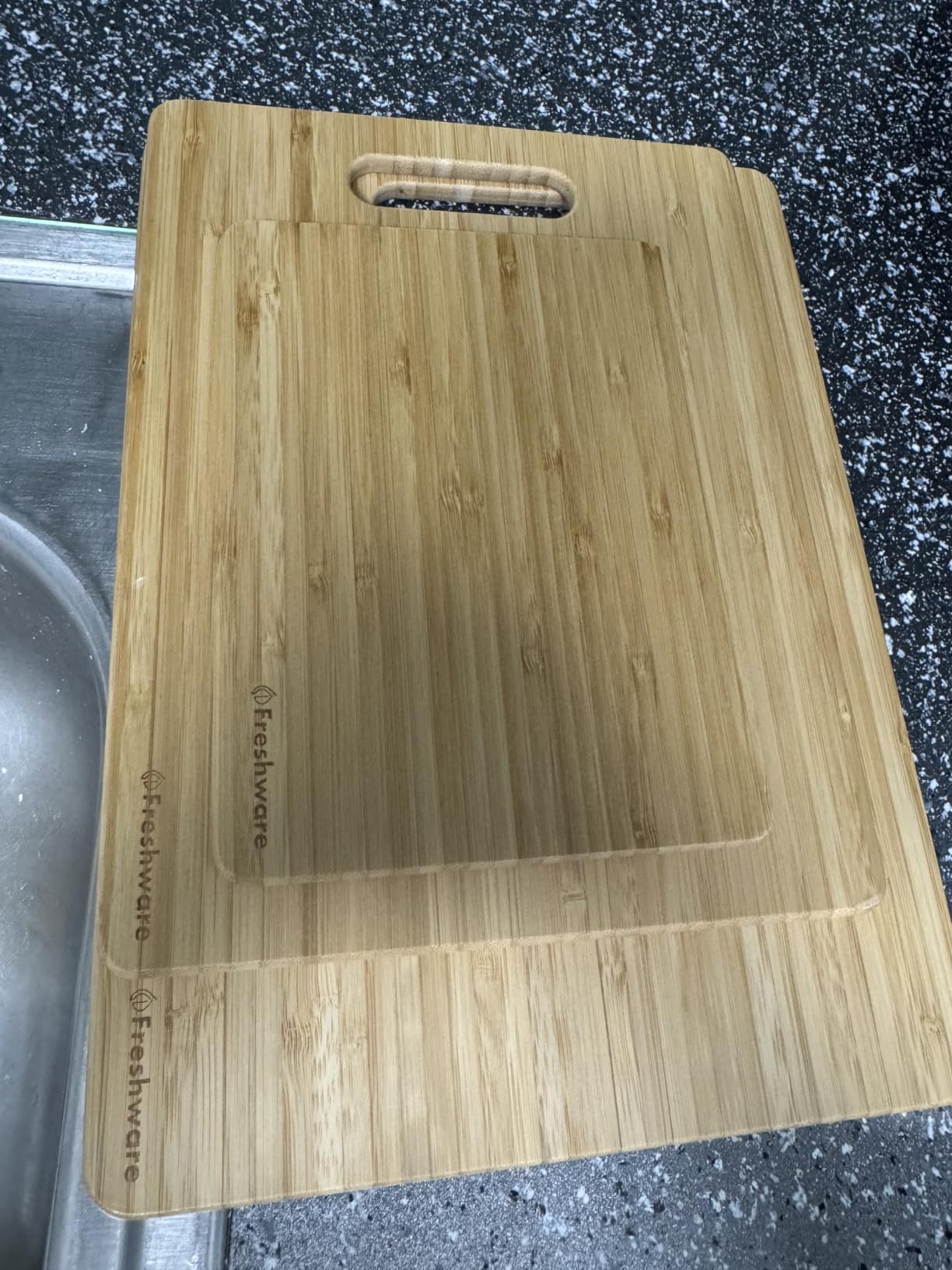 Bamboo Cutting Boards for Kitchen with Juice Groove [Extra-Large] Wood Cutting Board for Chopping Meat, Vegetables, Fruits, Cheese, Knife Friendly Serving Tray with Handles, 18 x 12.5 Inch customer photo 1