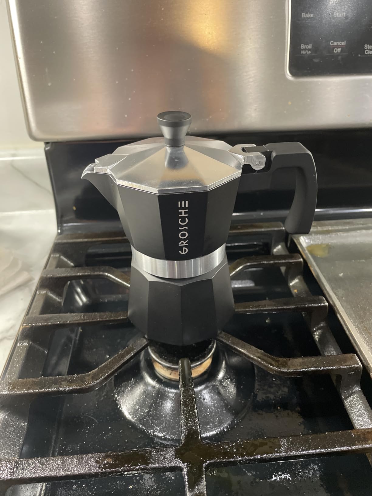 GROSCHE Milano Stovetop Espresso Maker Moka Pot 6 espresso Cup, 9.3oz Black customer photo 2