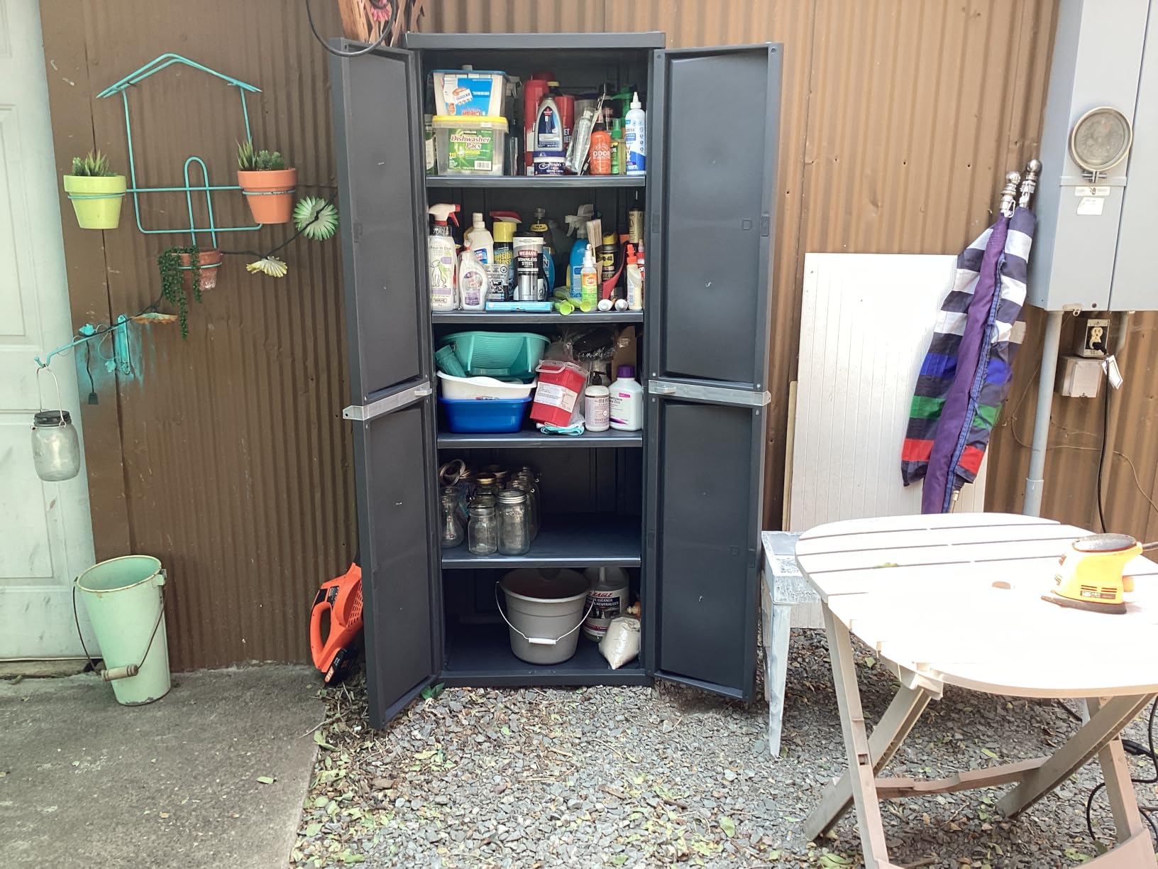 Sterilite 4 Shelf Cabinet, Lockable Utility Storage, Gray customer photo 2