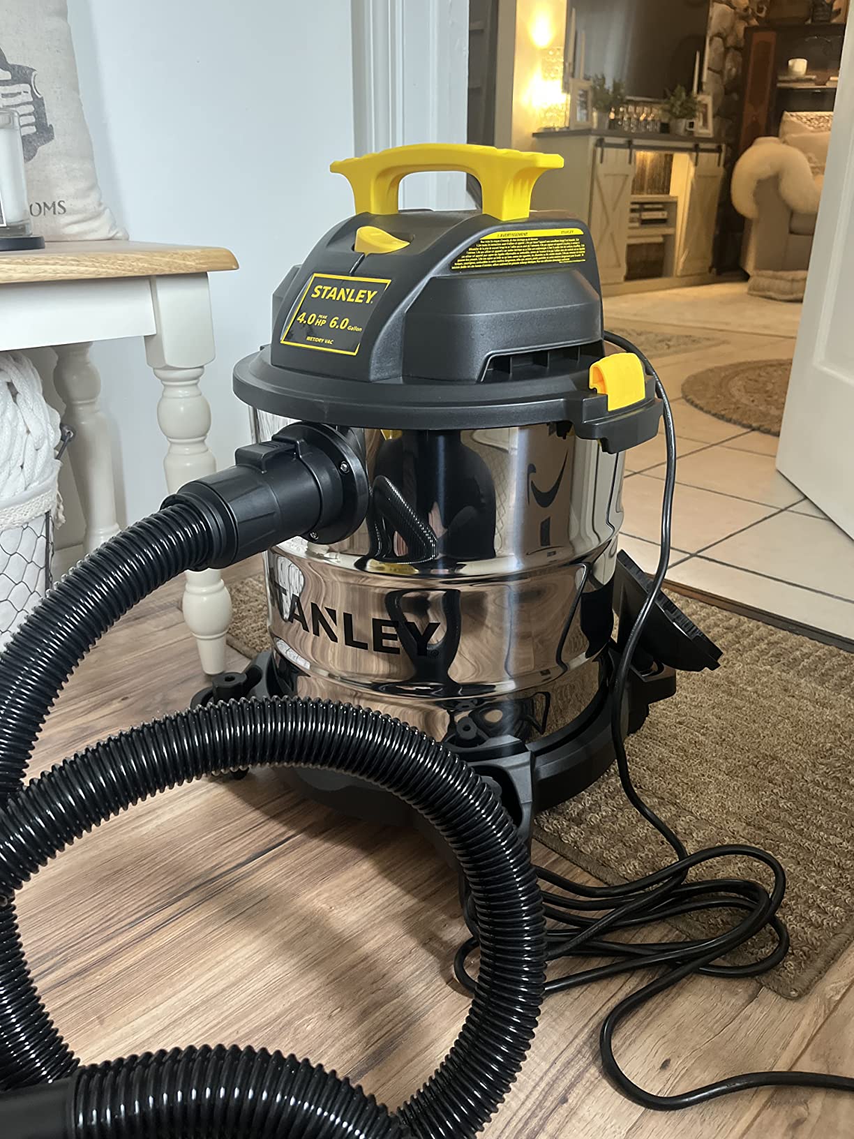 STANLEY SL18116 Wet/Dry Vacuum, 6 Gallon, 4 Horsepower, Stainless Steel Tank, 4.0 HP, Silver+Yellow customer photo 1
