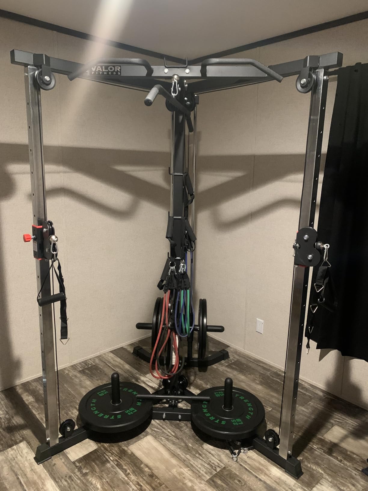 Valor Fitness Cable Crossover Machine - 17 Adjustable Positions with Pull Up Bars and Optional Bundle Attachments Max Weight 200 lb. Plate Loaded Pulley System for Home Gym Power Workout customer photo 2