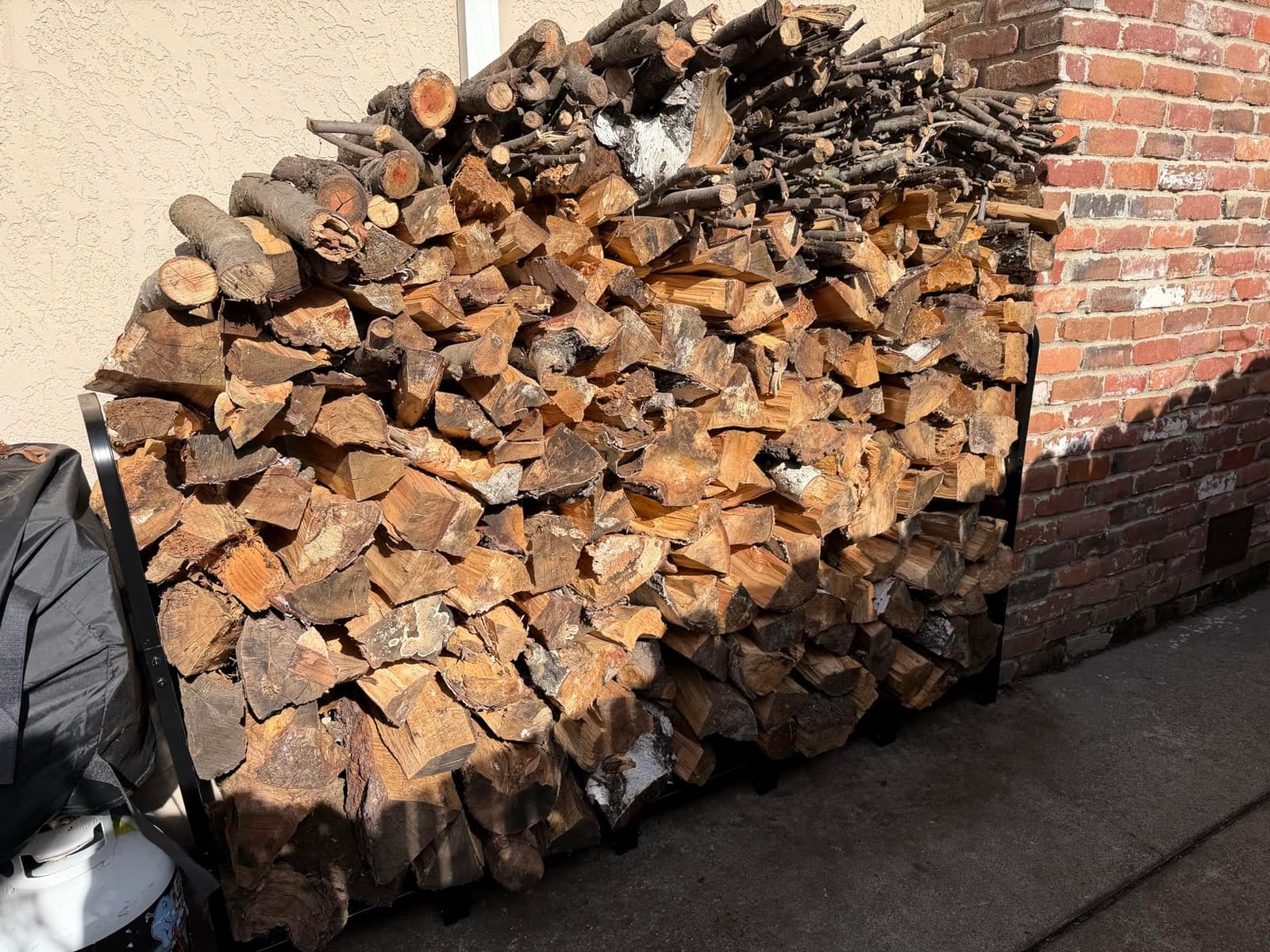 Amagabeli 8ft Firewood Log Rack Outdoor Heavy Duty Logs Holder for Fireplace Indoor Outdoor Adjustable Wood Racks for Fire Wood Holder Metal Pile Stand Storage Stacker Organizer Black customer photo 2