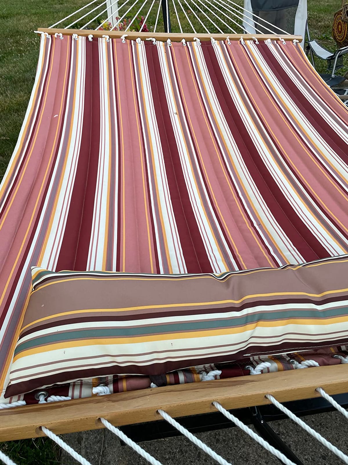 Sunnydaze Quilted Double Outdoor Hammock with Stand, Catalina Beach customer photo 2