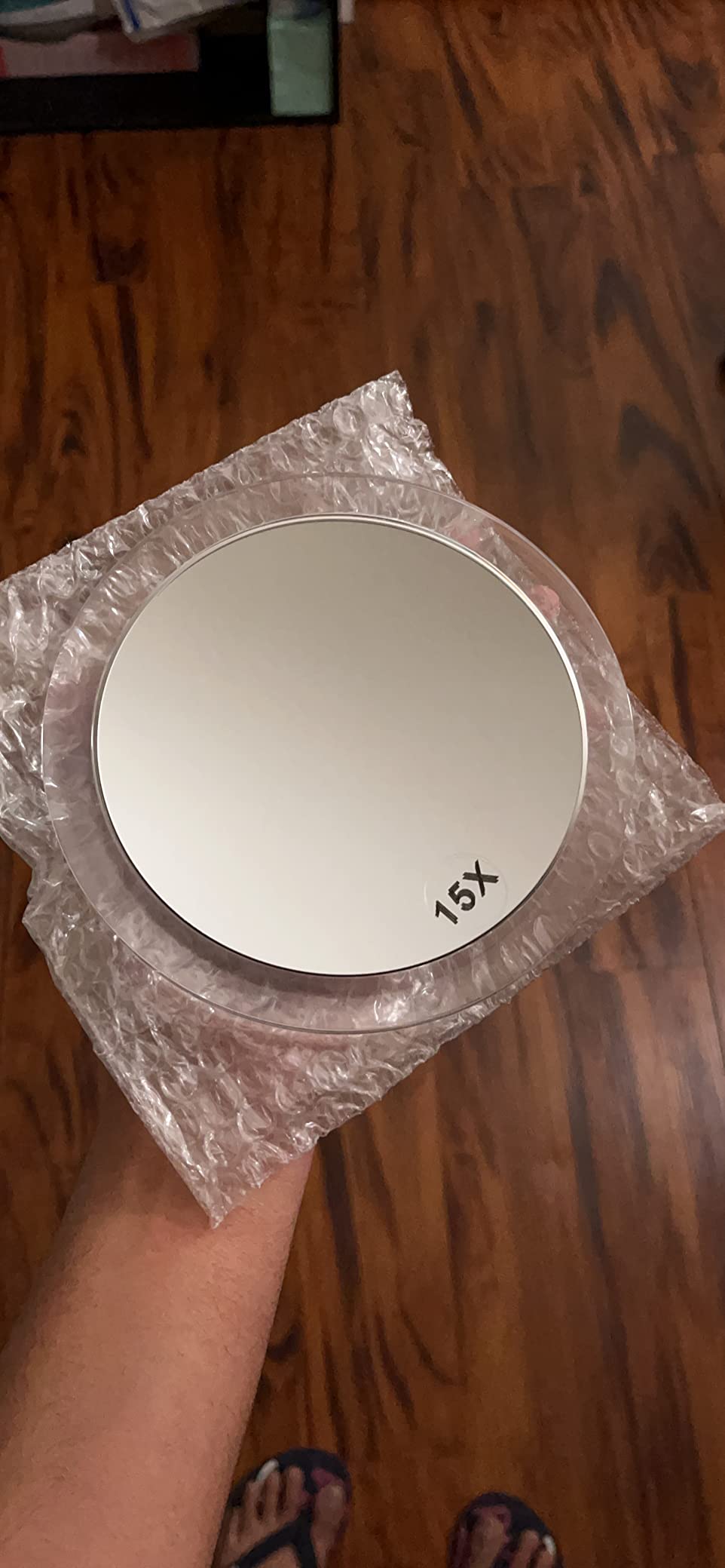 15X Magnifying Mirror – Use for Makeup Application - Tweezing – and Blackhead/Blemish Removal – 6 Inch Round Mirror with Three Suction Cups for Easy Mounting - Great for Travel customer photo 1