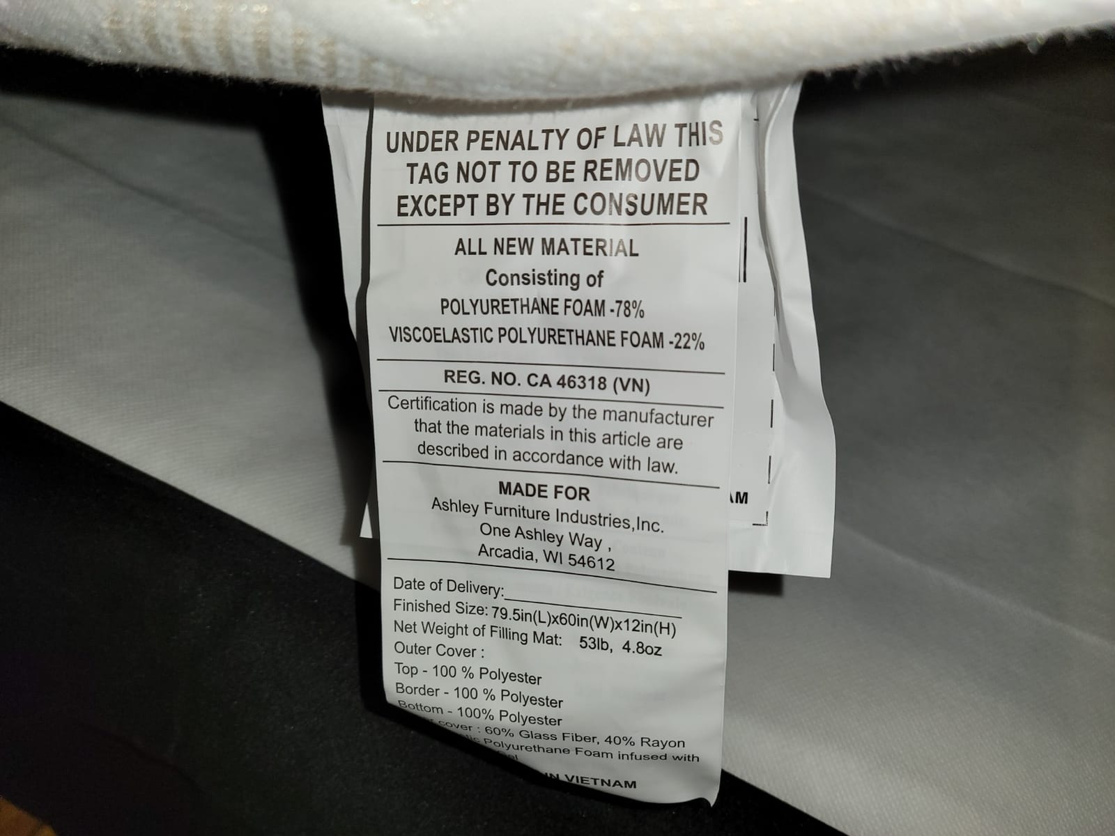 Signature Design by Ashley 12 Inch Memory Foam Queen Mattress in a Box customer photo 1