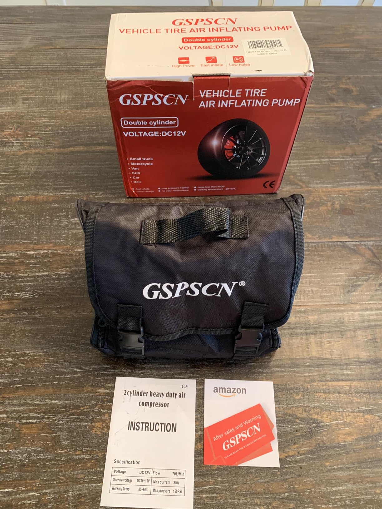 GSPSCN 12V Heavy Duty Tire Inflator Metal Portable Air Compressor Pump customer photo 1