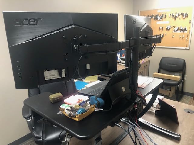 VIVO 36 inch Height Adjustable Stand Up Desk Converter, V Series, Quick Sit to Stand Tabletop Dual Monitor Riser Workstation, Black, DESK-V000V customer photo 1