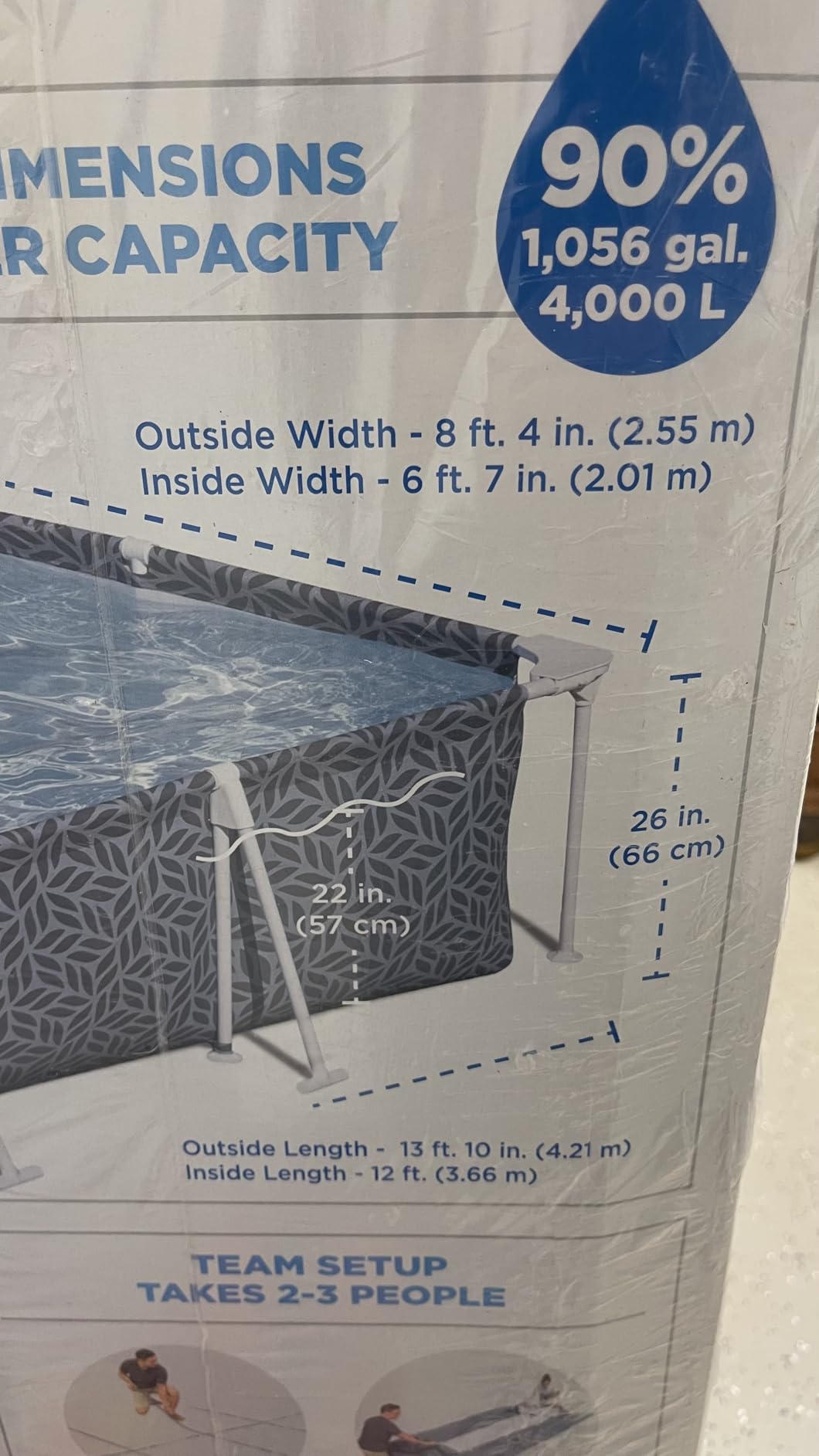 Bestway Steel Pro 87 Inch x 59 Inch x 17 Inch Rectangular Metal Frame Above Ground Outdoor Backyard Swimming Pool, Blue (Pool Only) customer photo 1