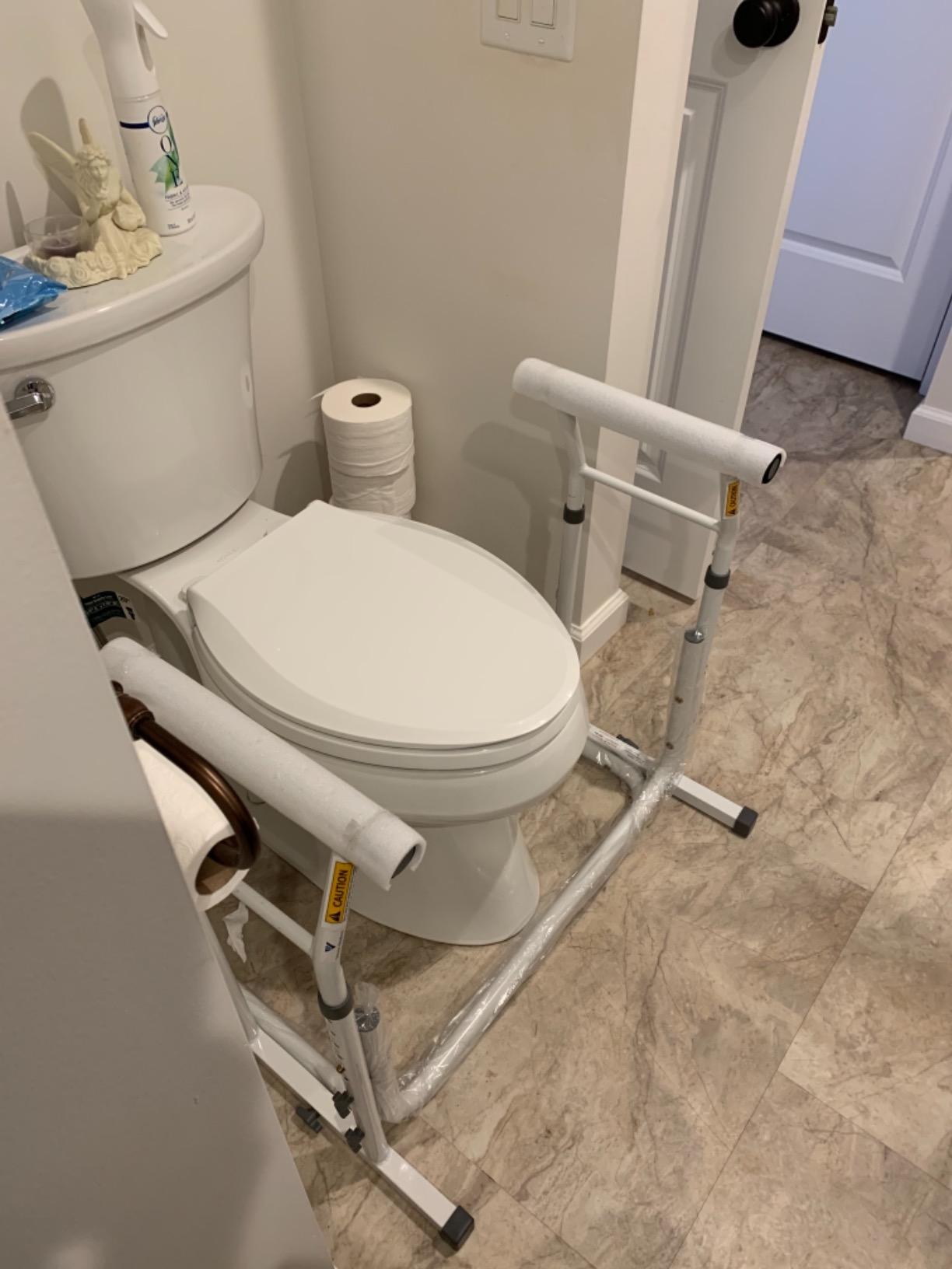 FSA/HSA Eligible, Vaunn Medical Bathroom Patented Height Adjustable Height Toilet Rail Grab Bar and Commode Safety Frame Handle (Adjust 24-30”H) customer photo 2
