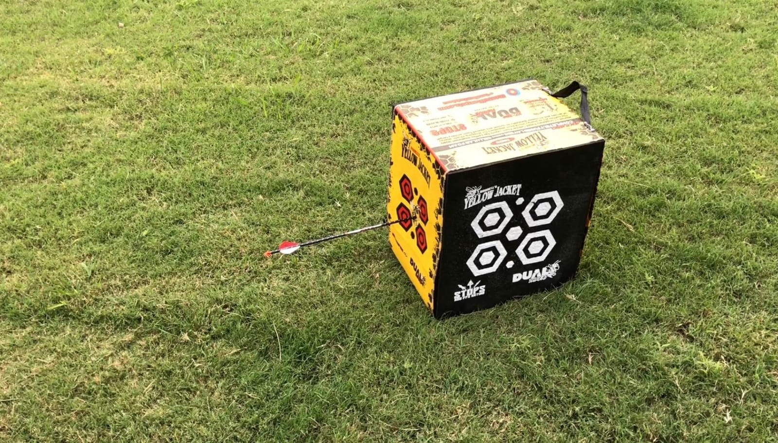 Morrell Yellow Jacket Dual Threat Foam Archery Target Block for Compound Bows and Crossbows, with 4 Sides and 32 Bullseyes, Yellow customer photo 2