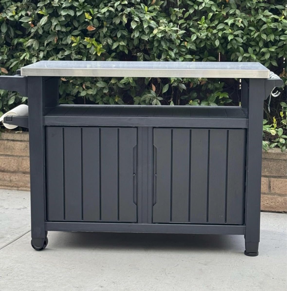 Keter Unity XL Portable Outdoor Table with Stainless Steel Top for Kitchen Prep and Outdoor Storage Cabinet for Grilling Accessories, Dark Grey customer photo 1