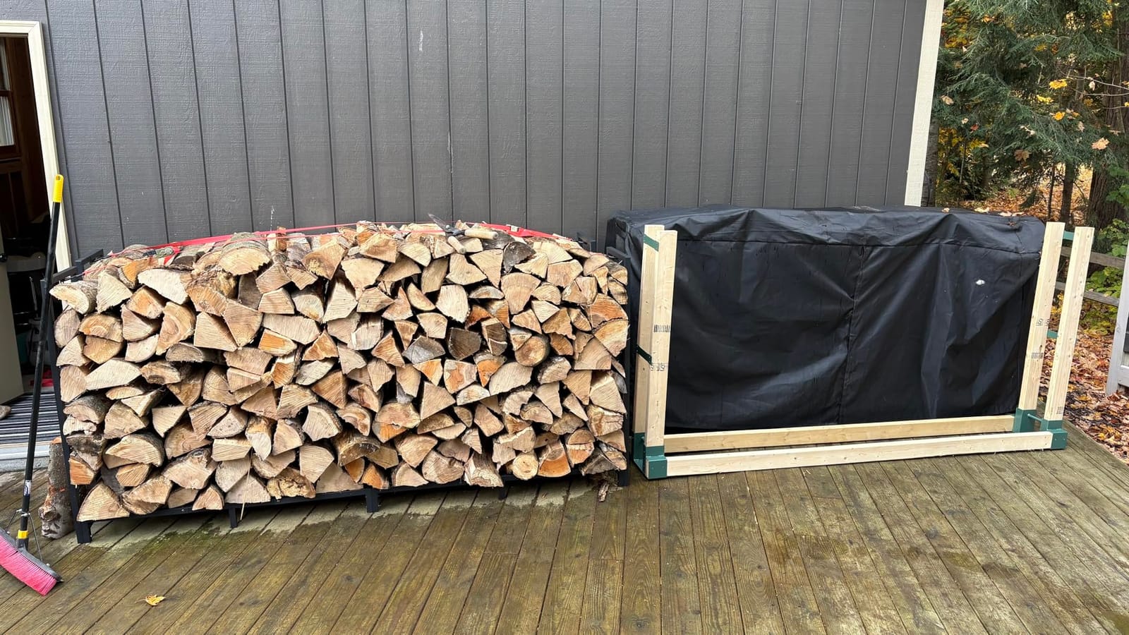MOFEEZ Outdoor Firewood Log Storage Rack Bracket Kit,Fireplace Wood Storage Holder-Adjustable to Any Length customer photo 1
