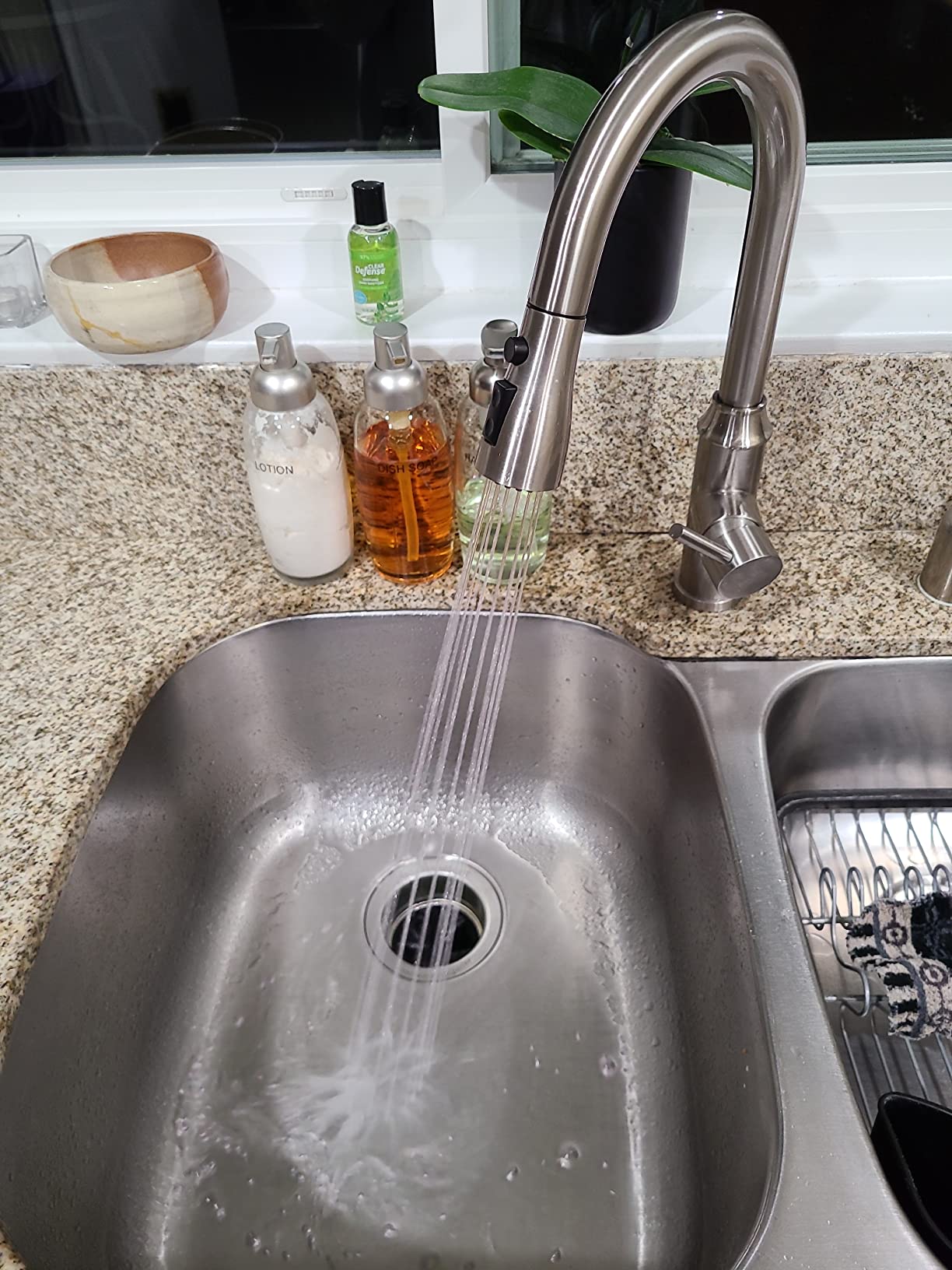 Arofa High-Arc Pull-Down Kitchen Faucet, 3-Mode Sprayer, Brushed Nickel customer photo 1