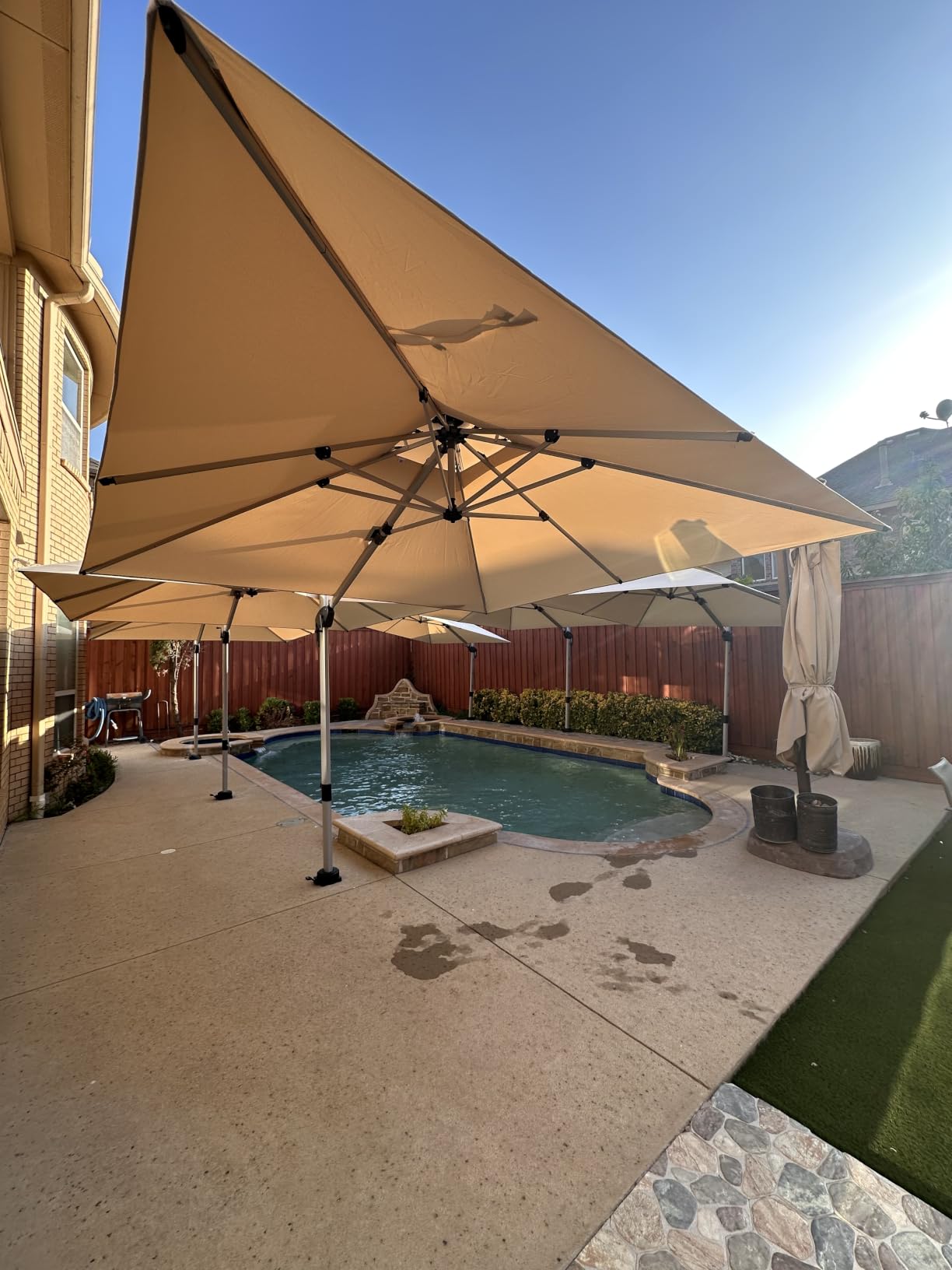 PURPLE LEAF Cantilever Patio Umbrellas 10'x 10' Square Double Top Navy Blue customer photo 1