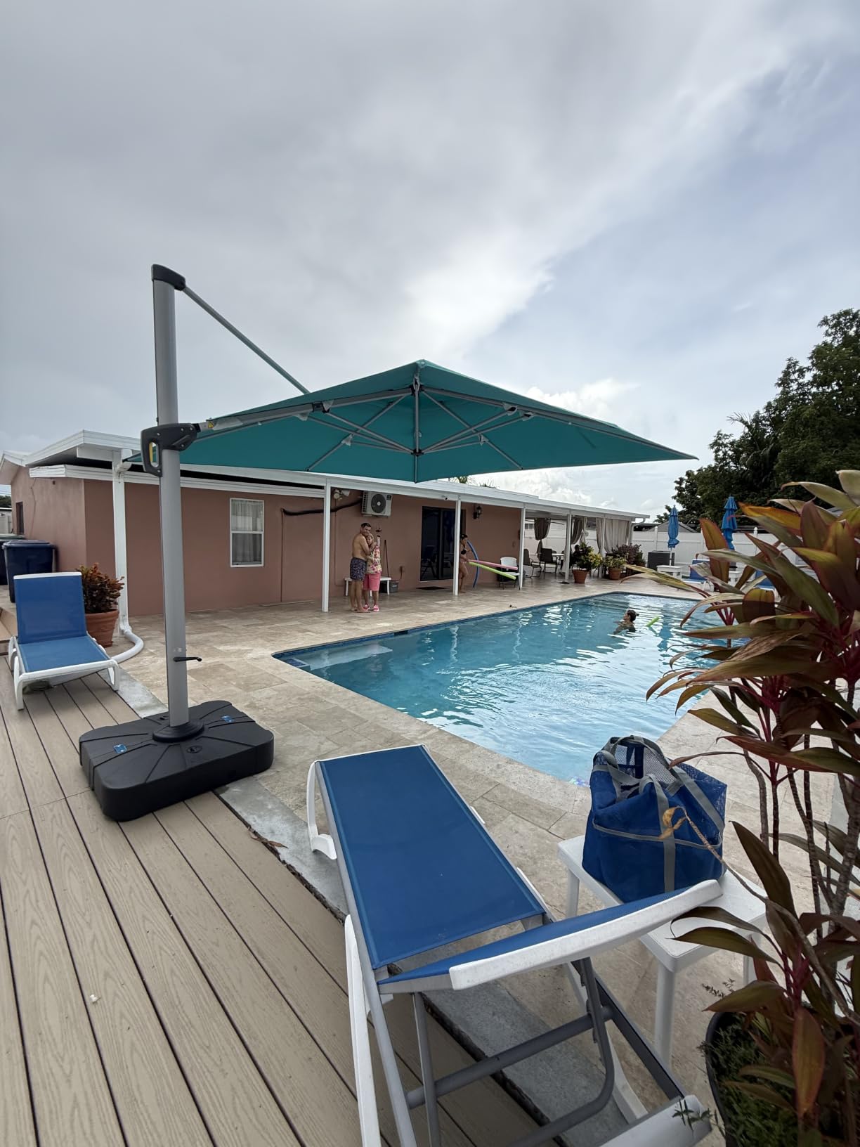 PURPLE LEAF Cantilever Patio Umbrellas 10'x 10' Square Double Top Navy Blue customer photo 2