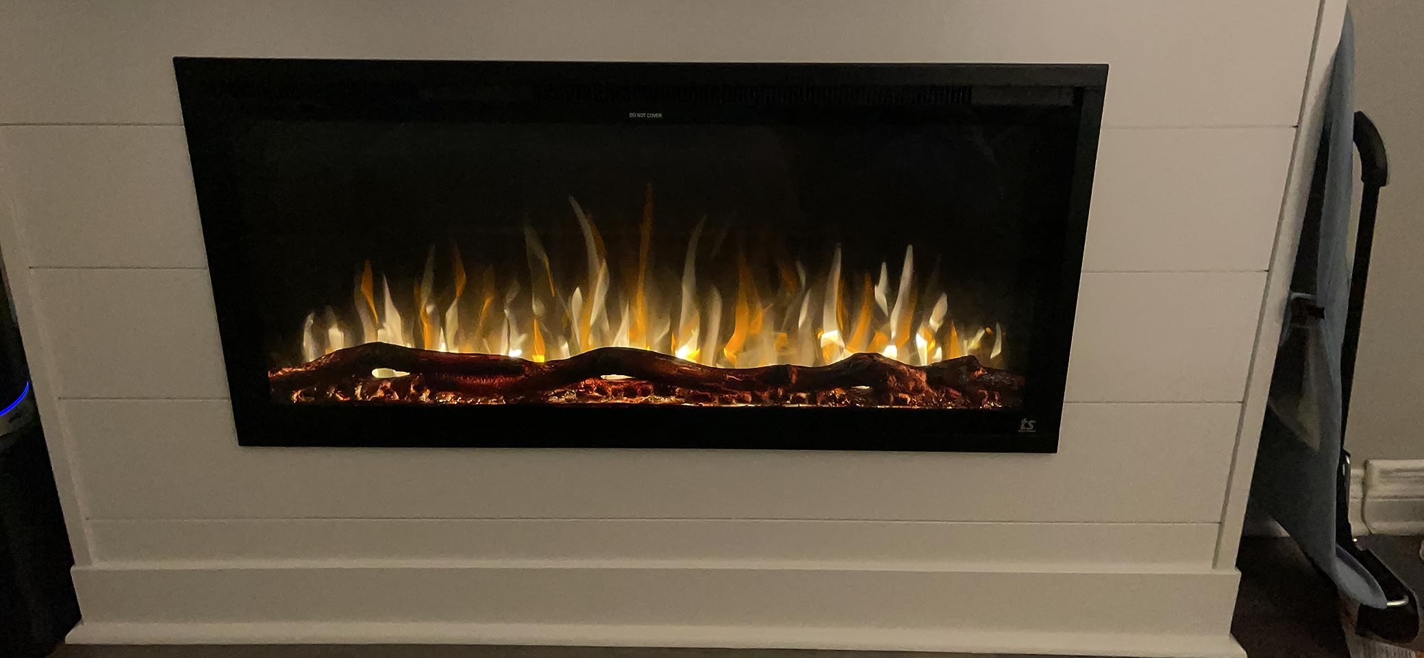 Touchstone Sideline Elite Smart 50” WiFi-Enabled Electric Fireplace - in-Wall Recessed - 60 Color Combinations - 1,500W Heater - Black - Log, Crystals & Driftwood - 80036 customer photo 1
