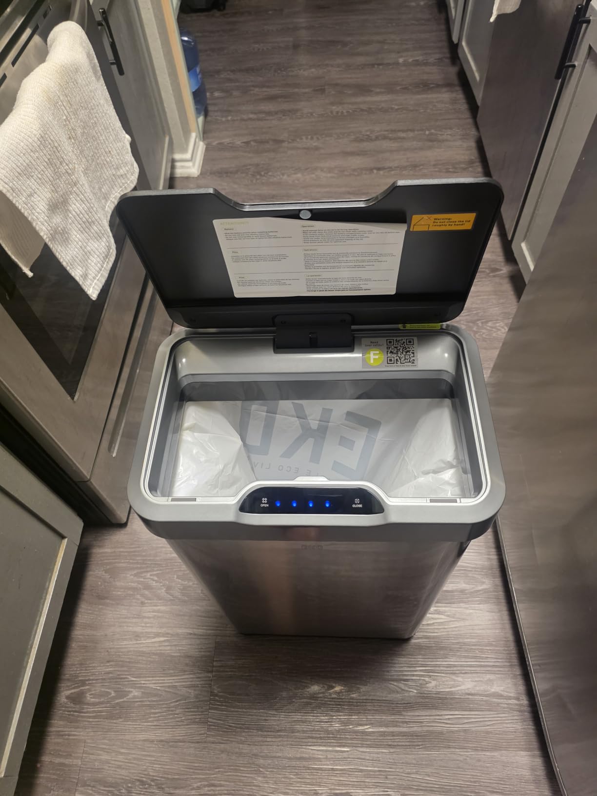 EKO Mirage-T 50 Liter / 13.2 Gallon Touchless Rectangular Motion Sensor Trash Can or Recycling Bin, Brushed Stainless Steel Finish customer photo 2