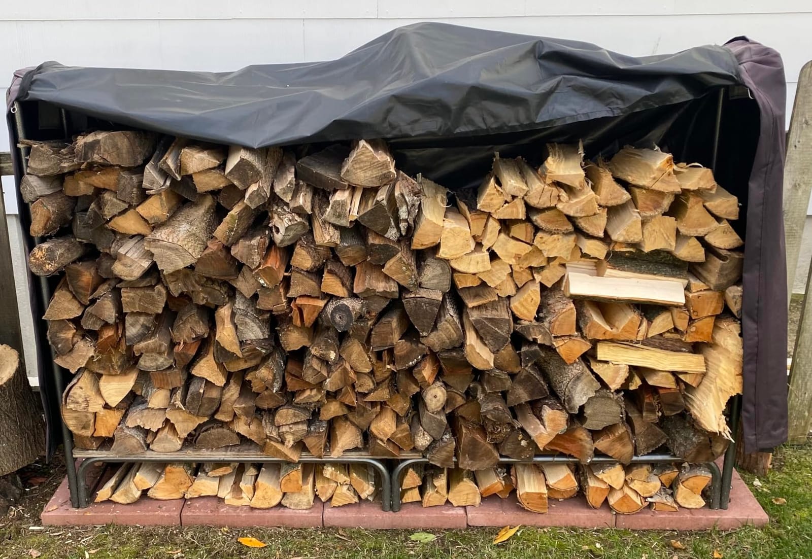 VIVOHOME 8ft Heavy Duty Indoor Outdoor Firewood Storage Log Rack with Cover Combo Set Black customer photo 1
