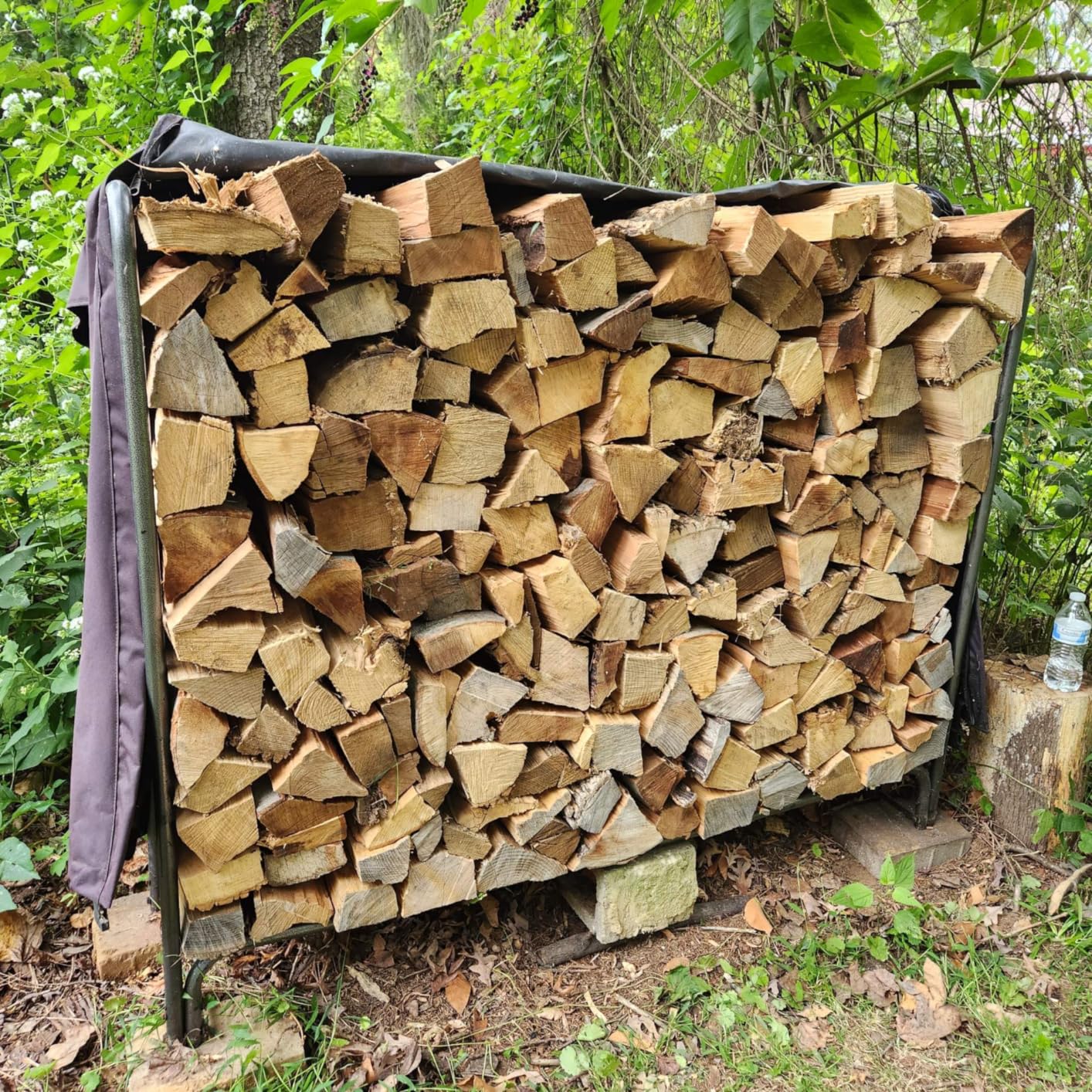 VIVOHOME 8ft Heavy Duty Indoor Outdoor Firewood Storage Log Rack with Cover Combo Set Black customer photo 2