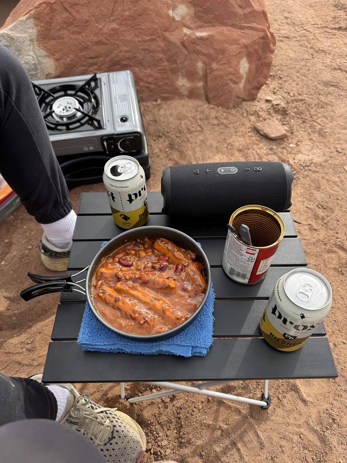 Grope Portable Camping Table,Aluminum Folding Beach Table (Black-S) customer photo 1