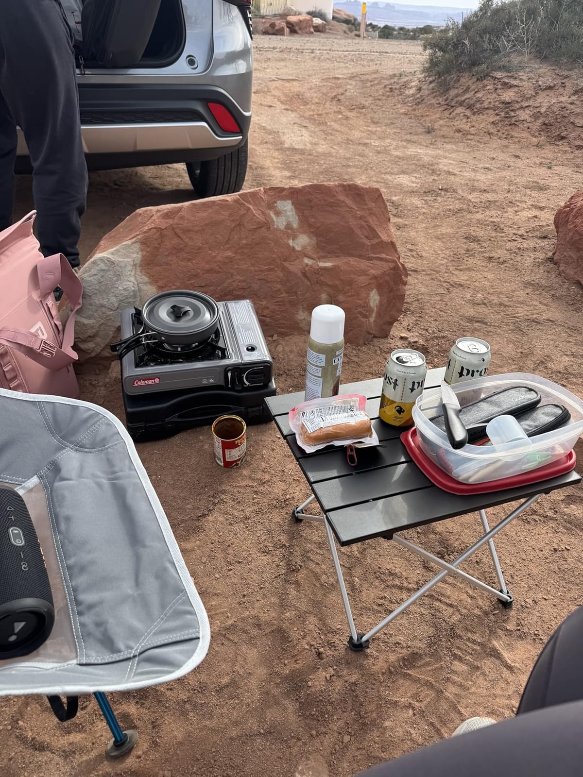 Grope Portable Camping Table,Aluminum Folding Beach Table (Black-S) customer photo 2