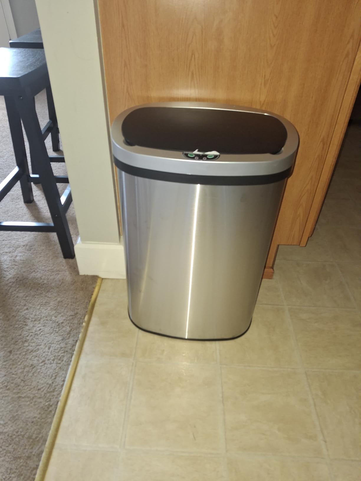 Dkeli 13 Gallon Automatic Motion Sensor Trash Can, Stainless Steel Touchless Kitchen Trash Can with Lid, 50L High-Capacity Office Bathroom Bedroom Garbage Bin customer photo 1