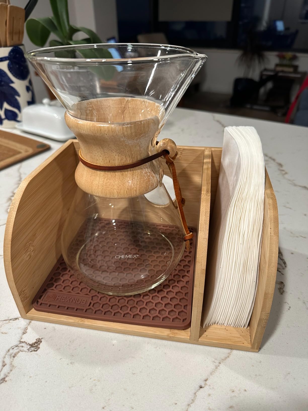 HEXNUB Pour Over Caddy for Chemex Bodum Cosori Coffee Makers Brown customer photo 1
