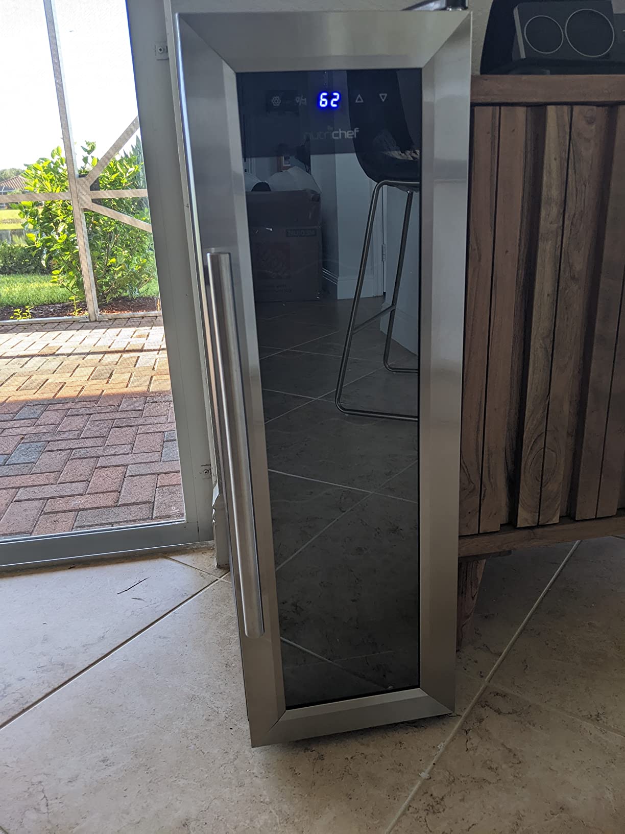 Nutrichef 12 Bottle Stainless Steel Slim Wine Fridge | Red & White Wine Chiller | Adjustable Temperature Control, Ultra Quiet Operation & Energy Efficient | Mini Wine Cooler Refrigerator | 31x10x17 IN customer photo 1