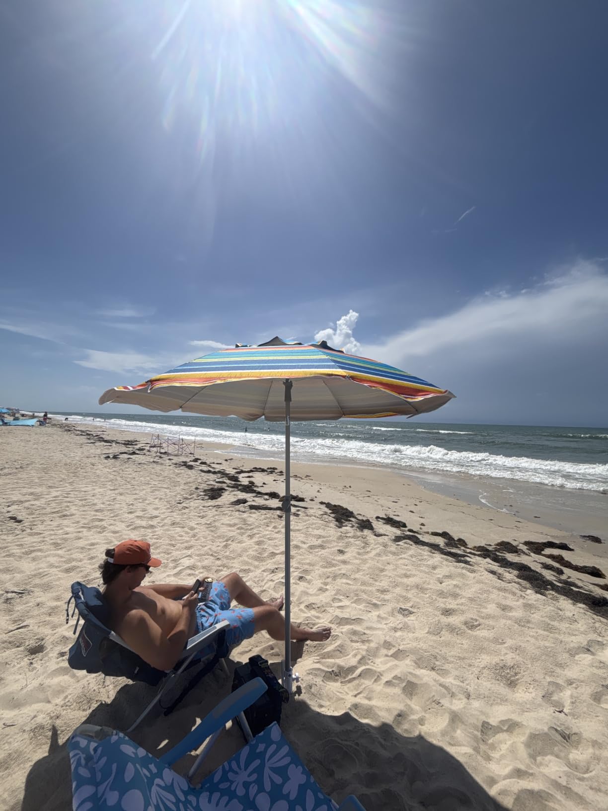AMMSUN Beach Umbrellas for Sand Heavy Duty Wind Portable, 6.5ft customer photo 2