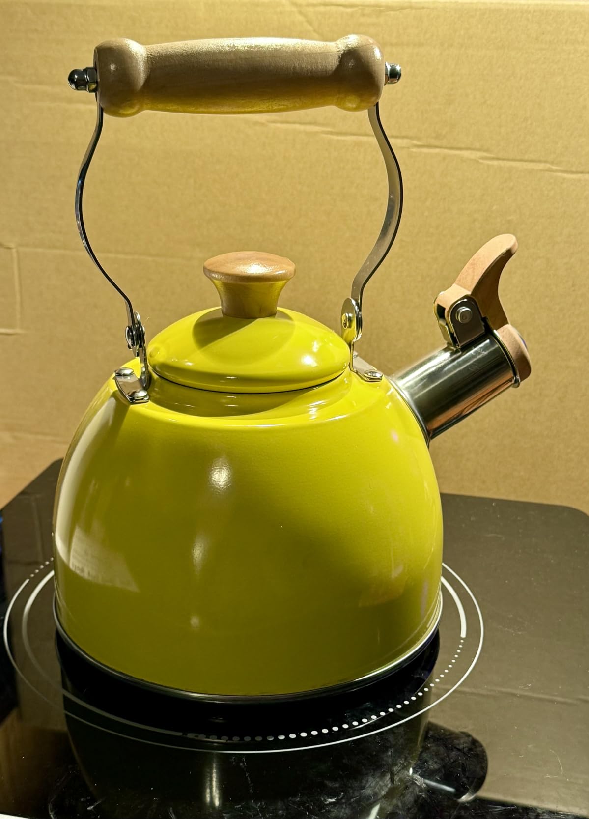 ROCKURWOK Tea Kettle, Tea Pot with Cool Touch Ergonomic Handle, Teapot Food Grade Stainless Steel, Tea Kettle Stovetop, Kettle Teapot, Whistling Tea Kettle, Small Tea Kettles, 1.6 Quart (Yellow) customer photo 1