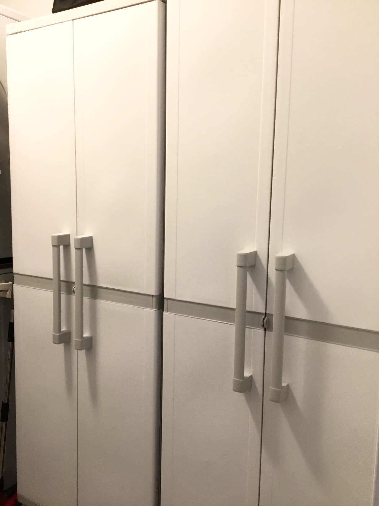 Keter Storage Cabinet with Doors and Shelves for Laundry Room, Garage, Bathroom Accessories, Closet and Home Organization, White & Grey customer photo 2