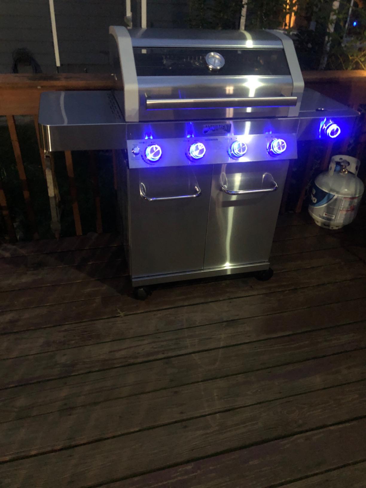Monument Grills Larger Convertible 4 Burner Natural Gas Grill Stainless Steel Cabinet Style Propane Grills, LED Controls,Side Burner(Without Conversion Kit) customer photo 1